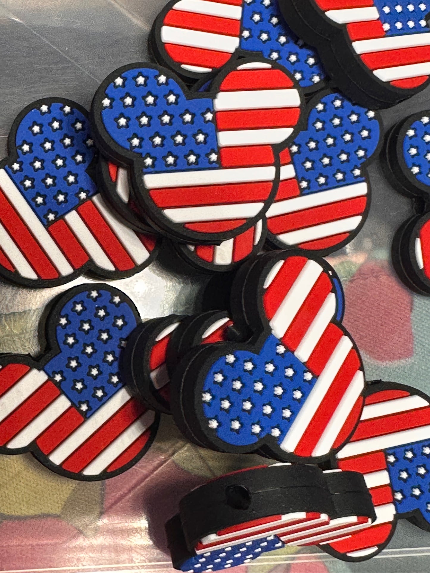 Patriotic focal beads/ flag/ USA/