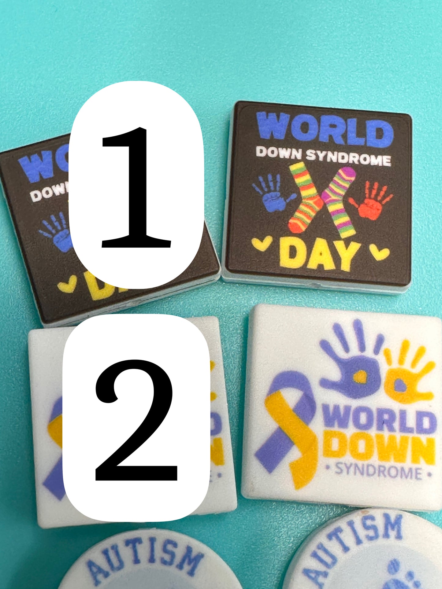 Down Syndrome Awareness Ribbon Focal Beads/ beadable pen/ Silicone bead/ keychain bead/ 5 designs/ World Down Syndrome Day