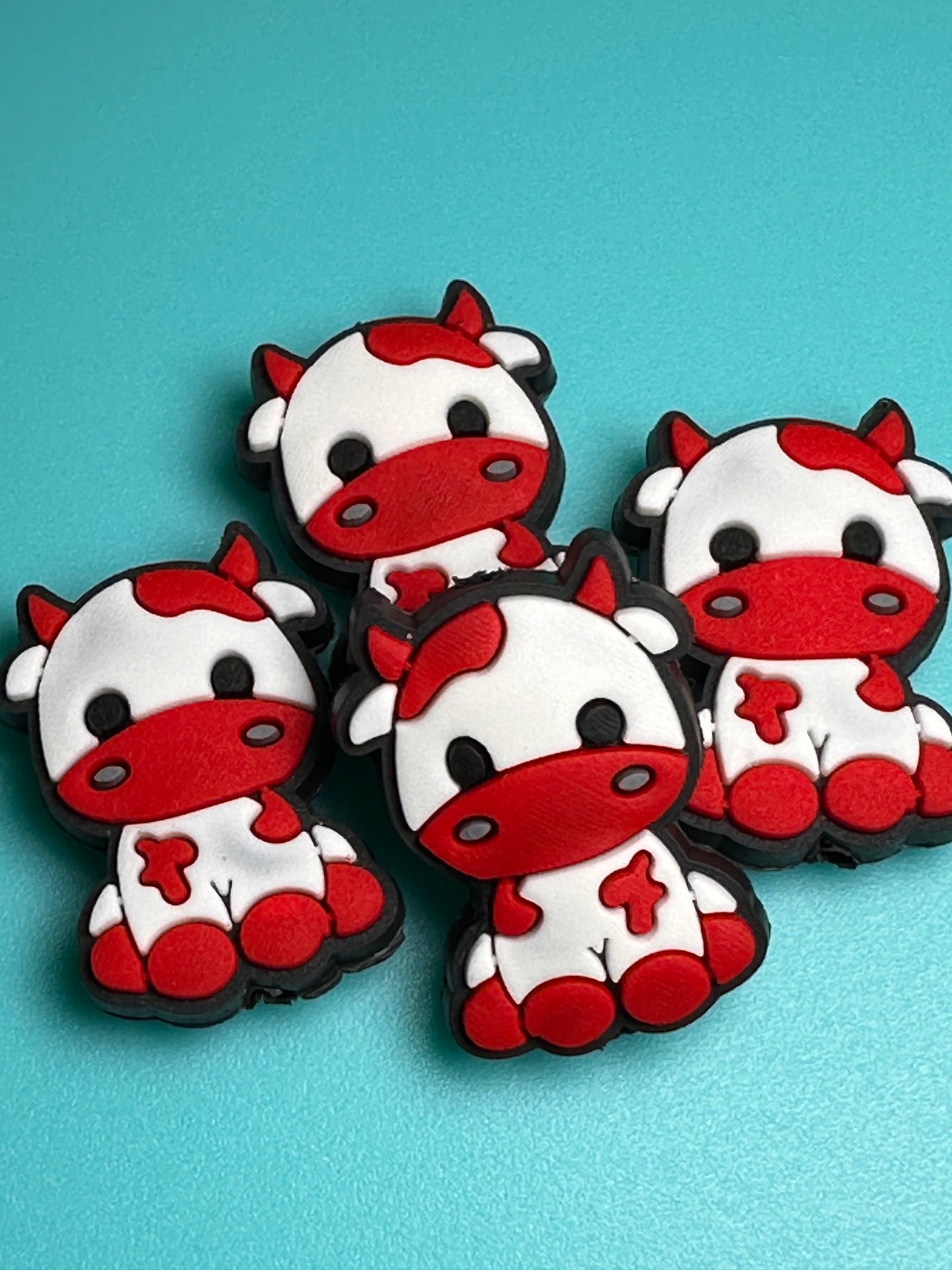 Colorful Cow Focal Bead/ beadable pen/ Silicone bead/ keychain bead/
