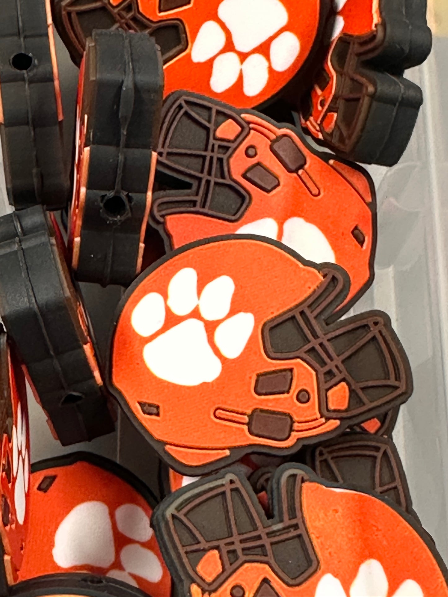 Clemson Tigers focal bead /orange paw on helmet/football
