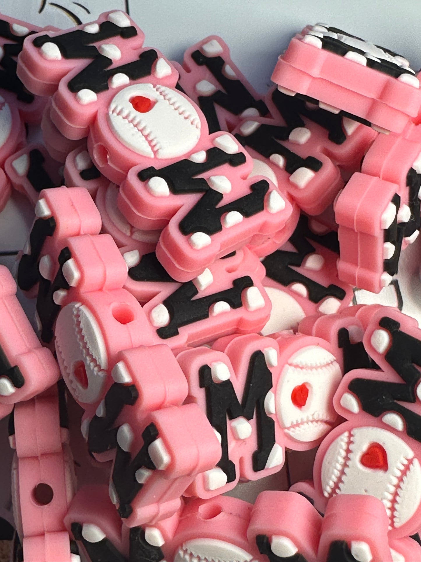 Baseball Mom Focal Bead/ beadable pen/ Silicone bead/keychain bead/