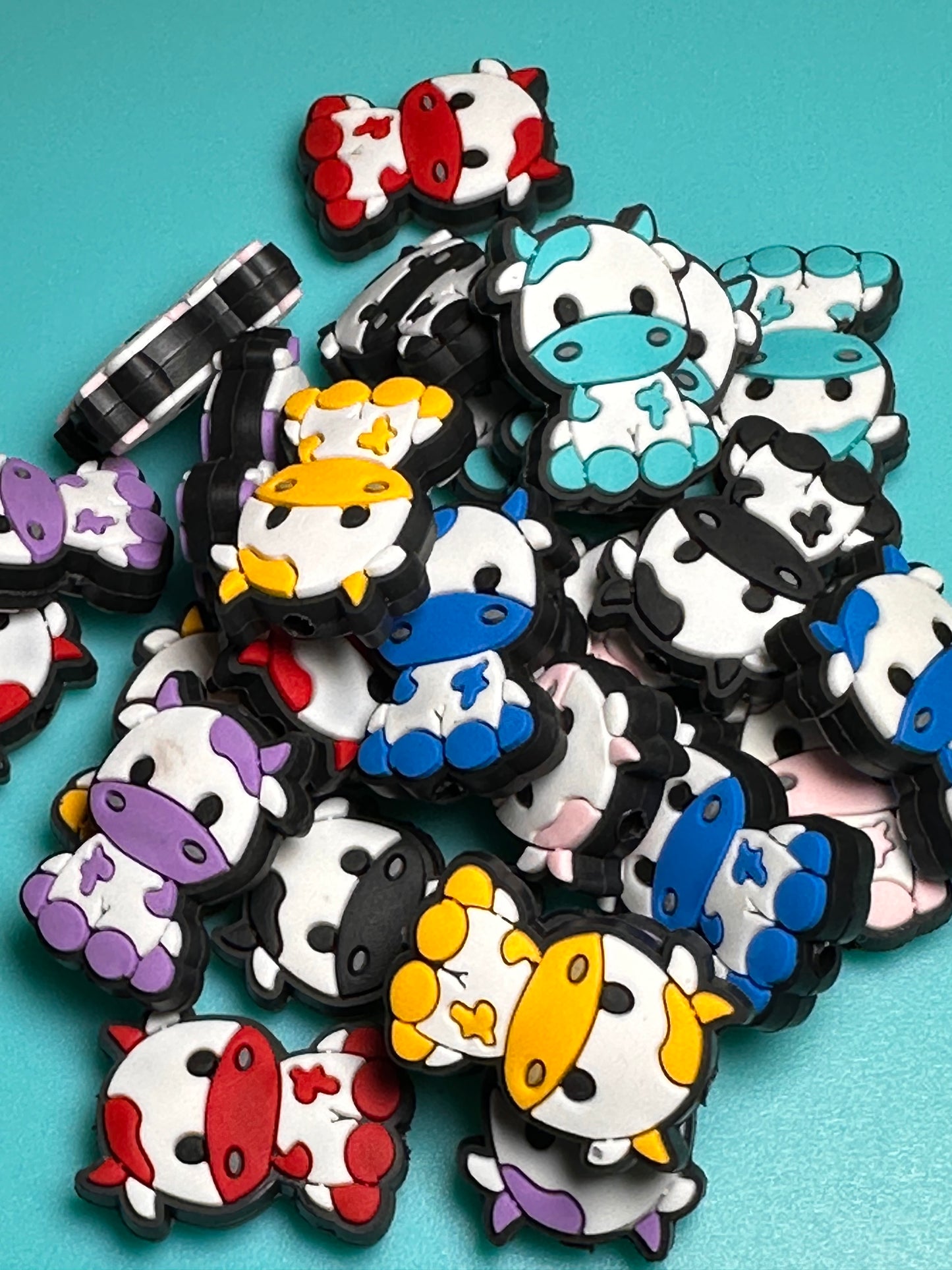 Colorful Cow Focal Bead/ beadable pen/ Silicone bead/ keychain bead/