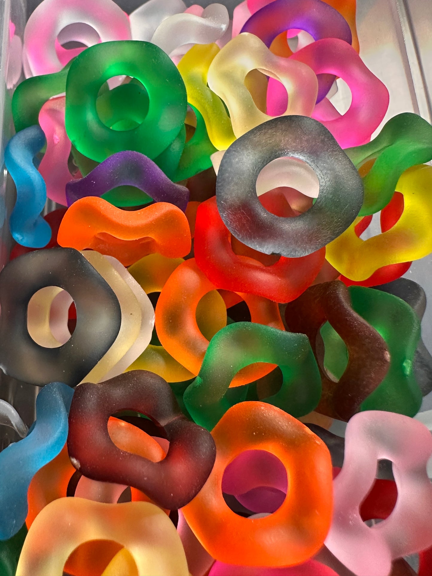 Acrylic wavy translucent frosted spacer beads/ jewelry spacer/ beadable pen beads/ keychain bead/ DIY/ approximately 16mm/ large hole