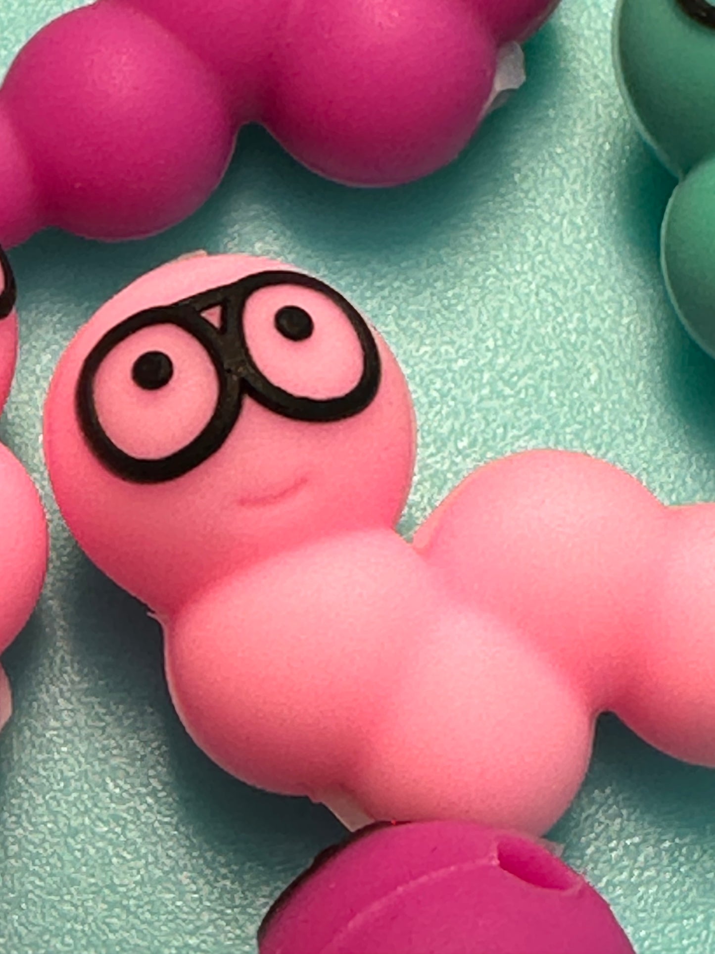3D bookworm Focal Bead / silicone bead/