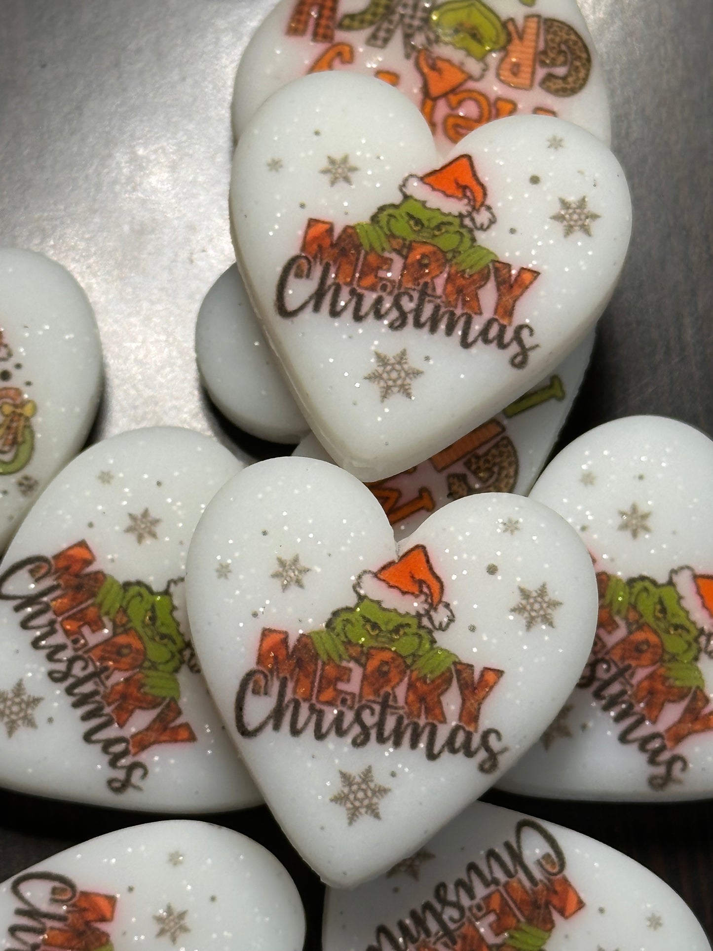 Luminous Christmas Focal Bead/ beadable pen/ Silicone bead/ keychain bead/ green guy/ heart shaped