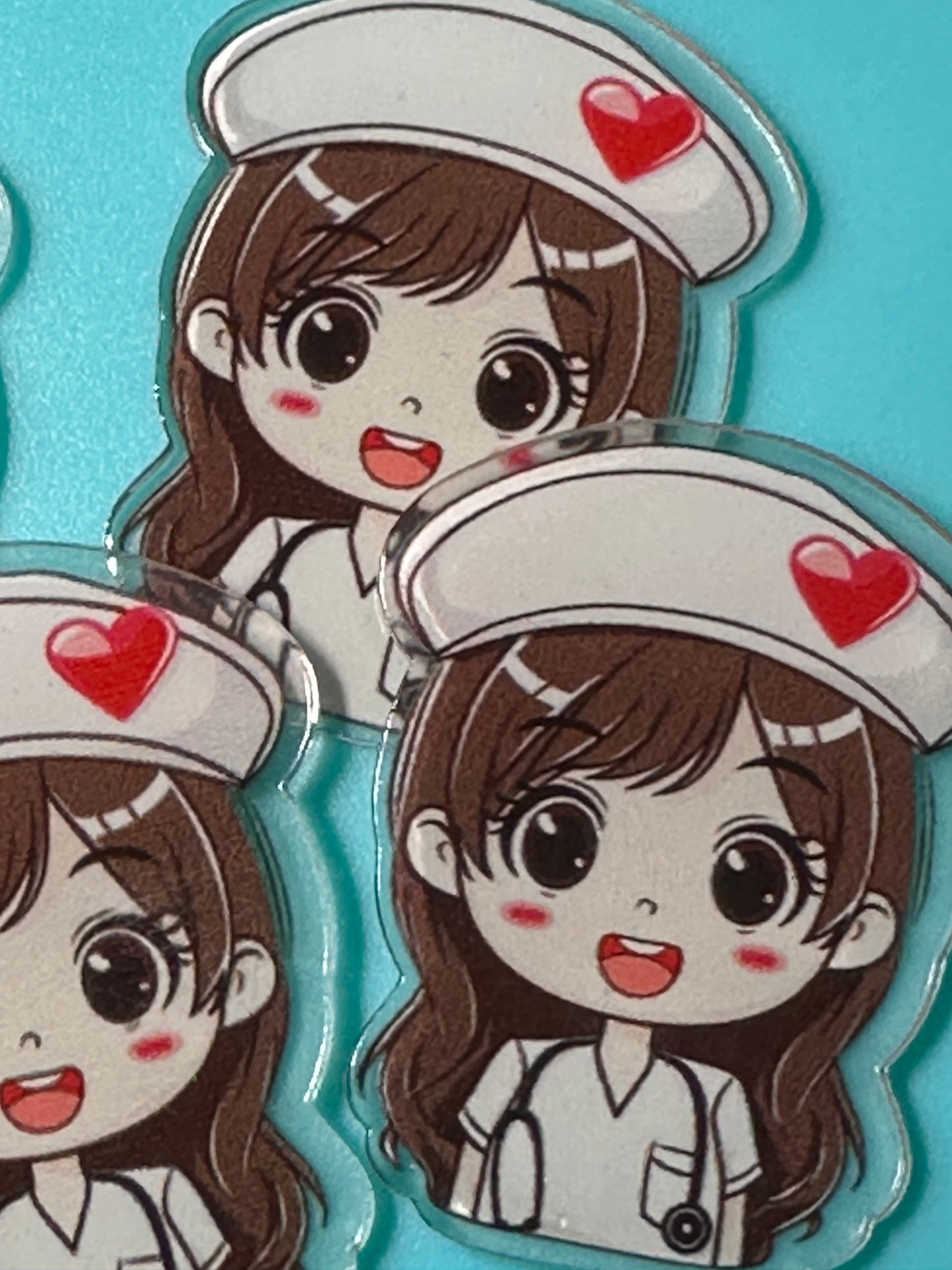 Three (3) Badge Reel -nurse -acrylic pieces/ cute LPN RN/ badge reel/ keychain