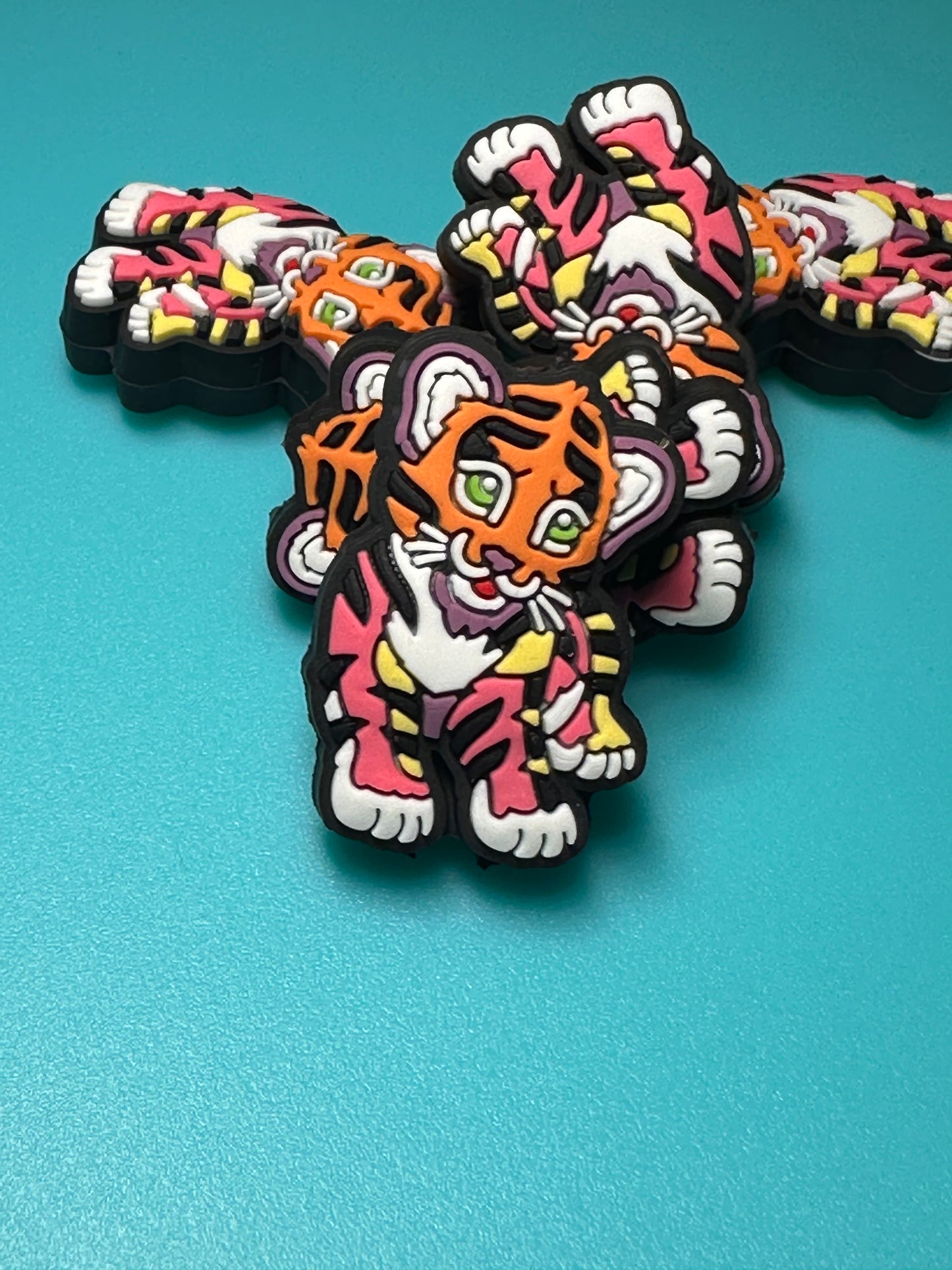 Colorful tiger Focal Bead/ beadable pen/ Silicone bead/ keychain bead/tiger/ Lisa