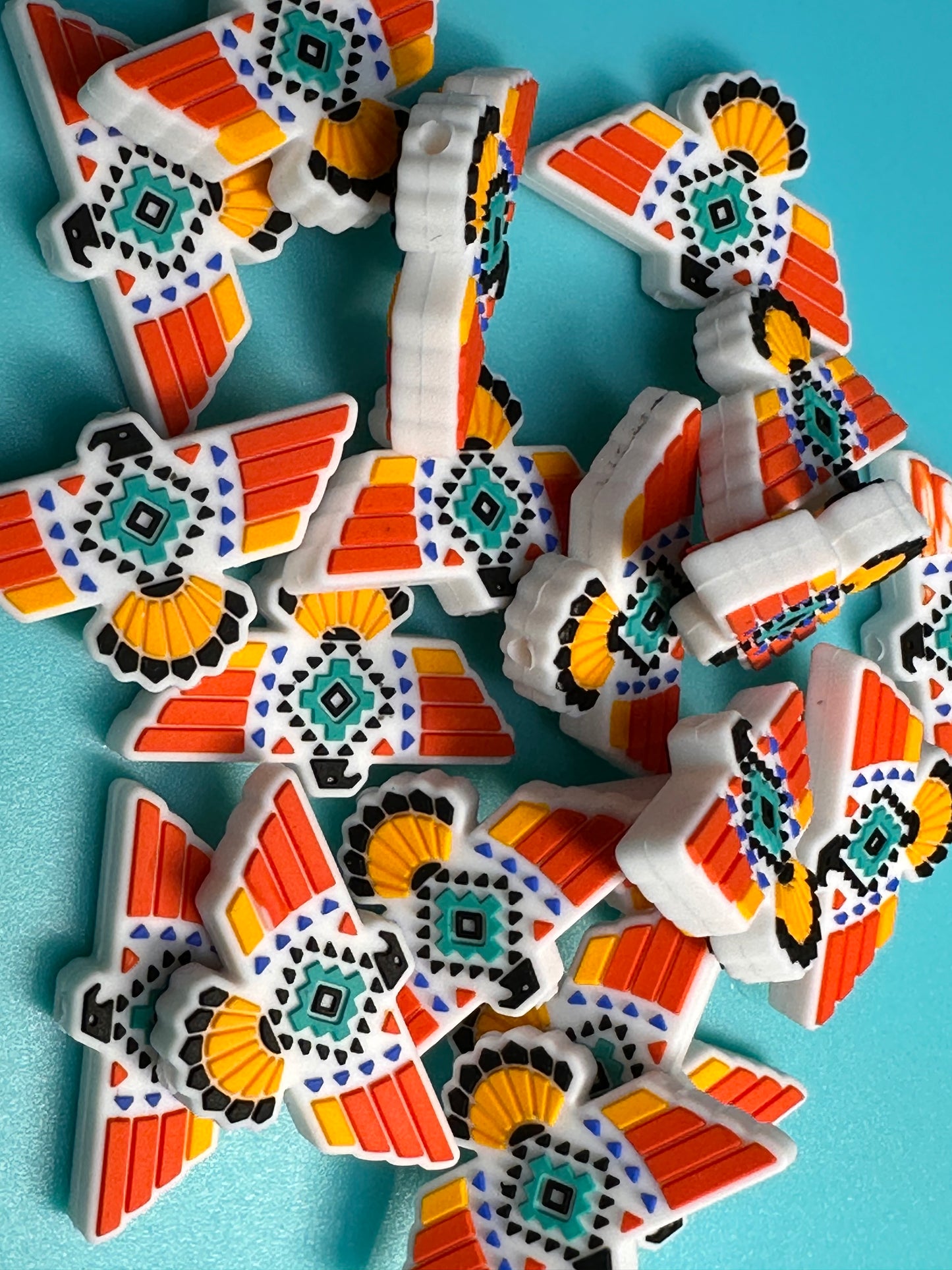 Western Aztec Eagle Focal Bead/ beadable pen/ Silicone bead/ keychain bead/Navajo