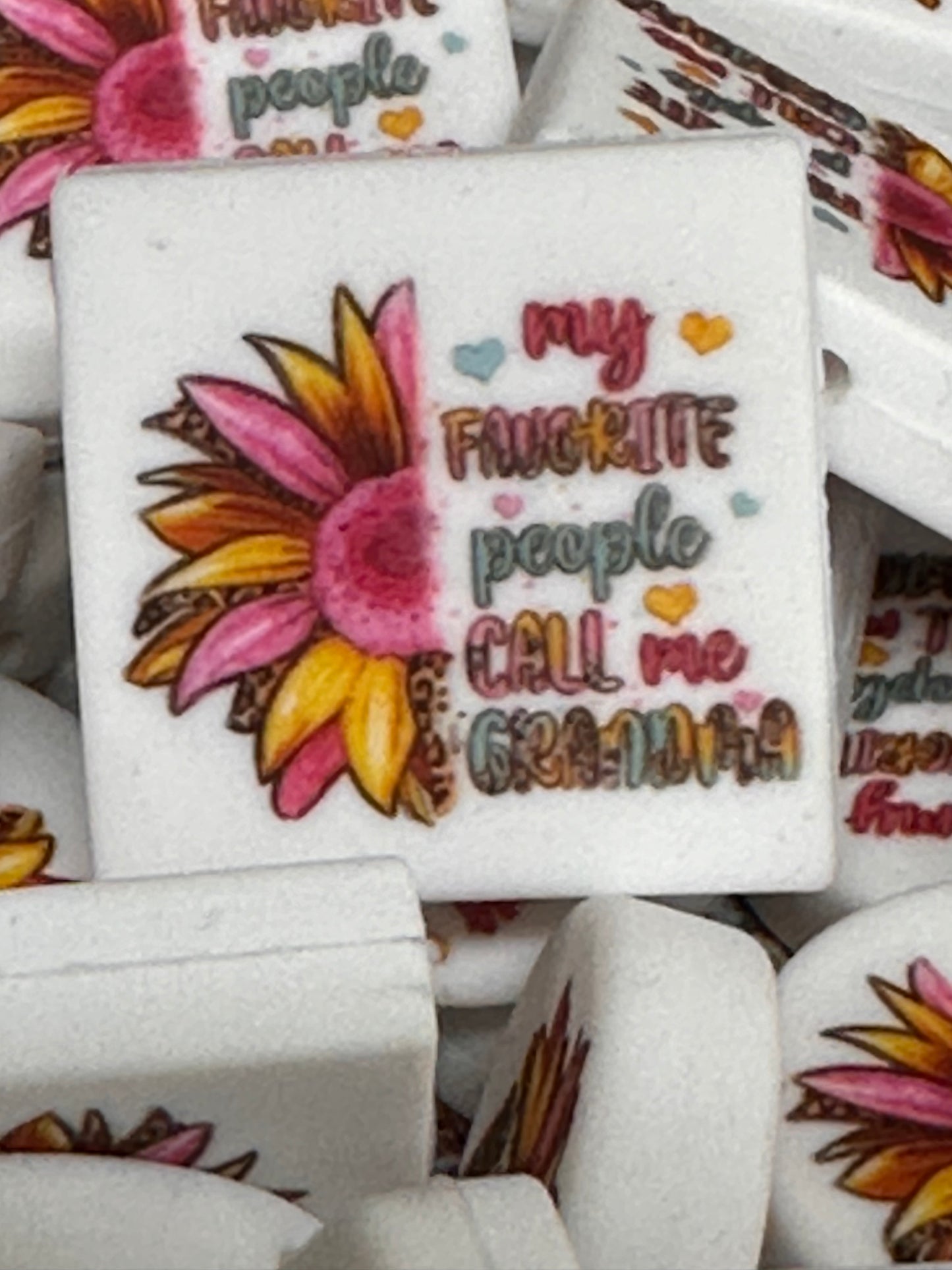 Grandma Focal Bead/ beadable pen/ Silicone bead/keychain bead/ circle shaped/ Mothers Day/ Grandmother