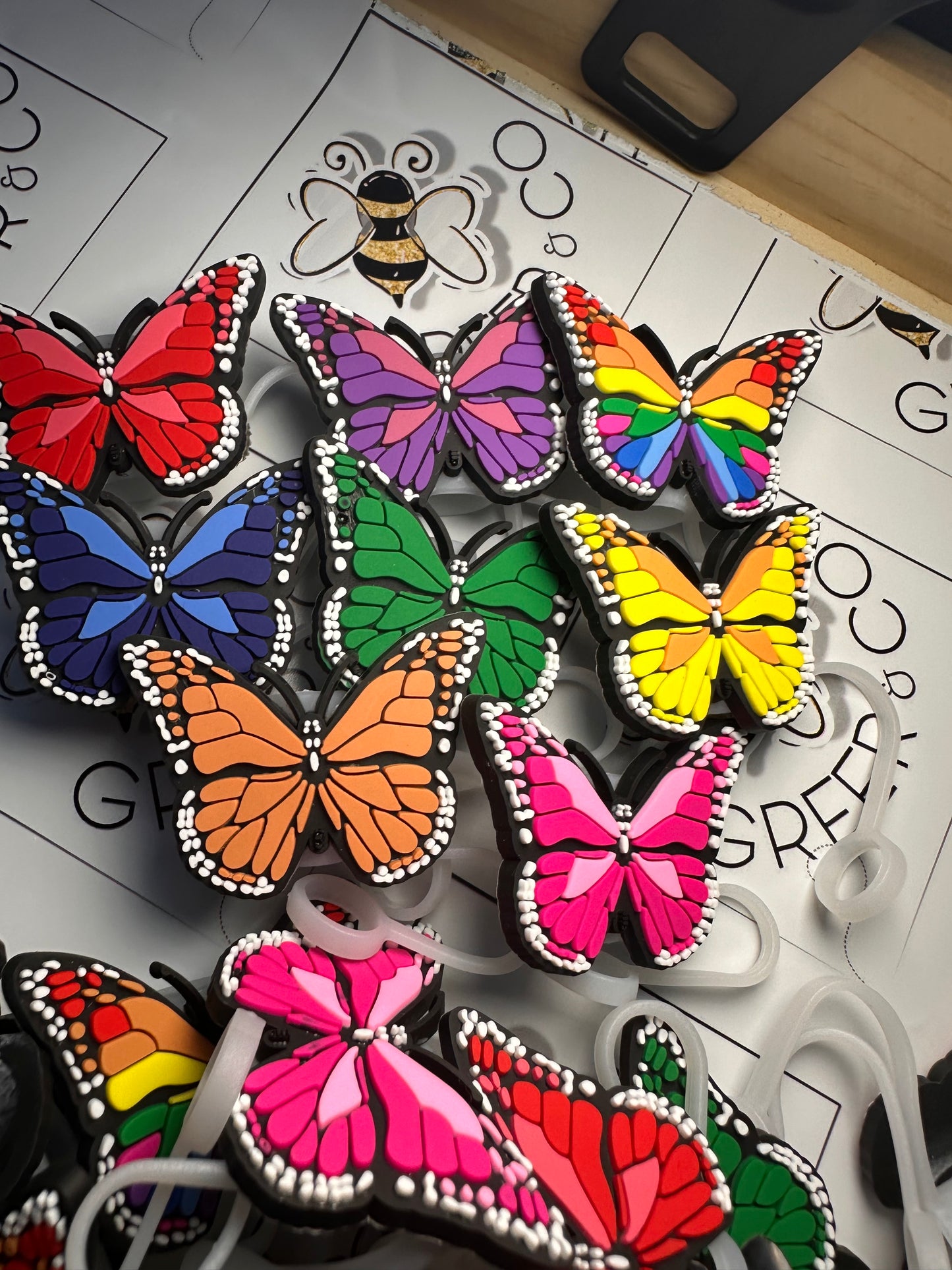 Butterfly straw toppers/ fits 30-40 oz tumbler cups /Butterfly 22mm +