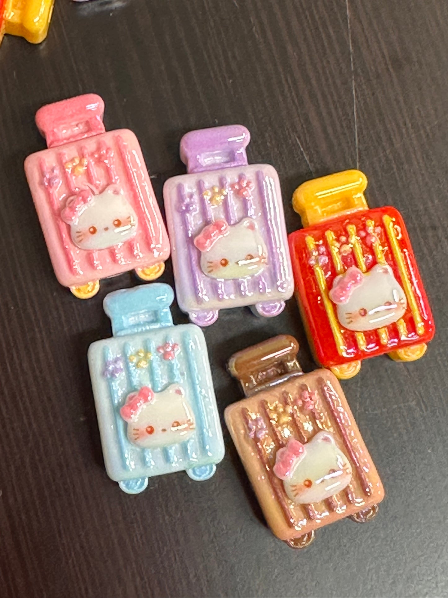 HK Cat rolling suitcase acrylic beads/ Ten (10) beads included assorted colors/pen beading beads / keychain beads/ DIY/