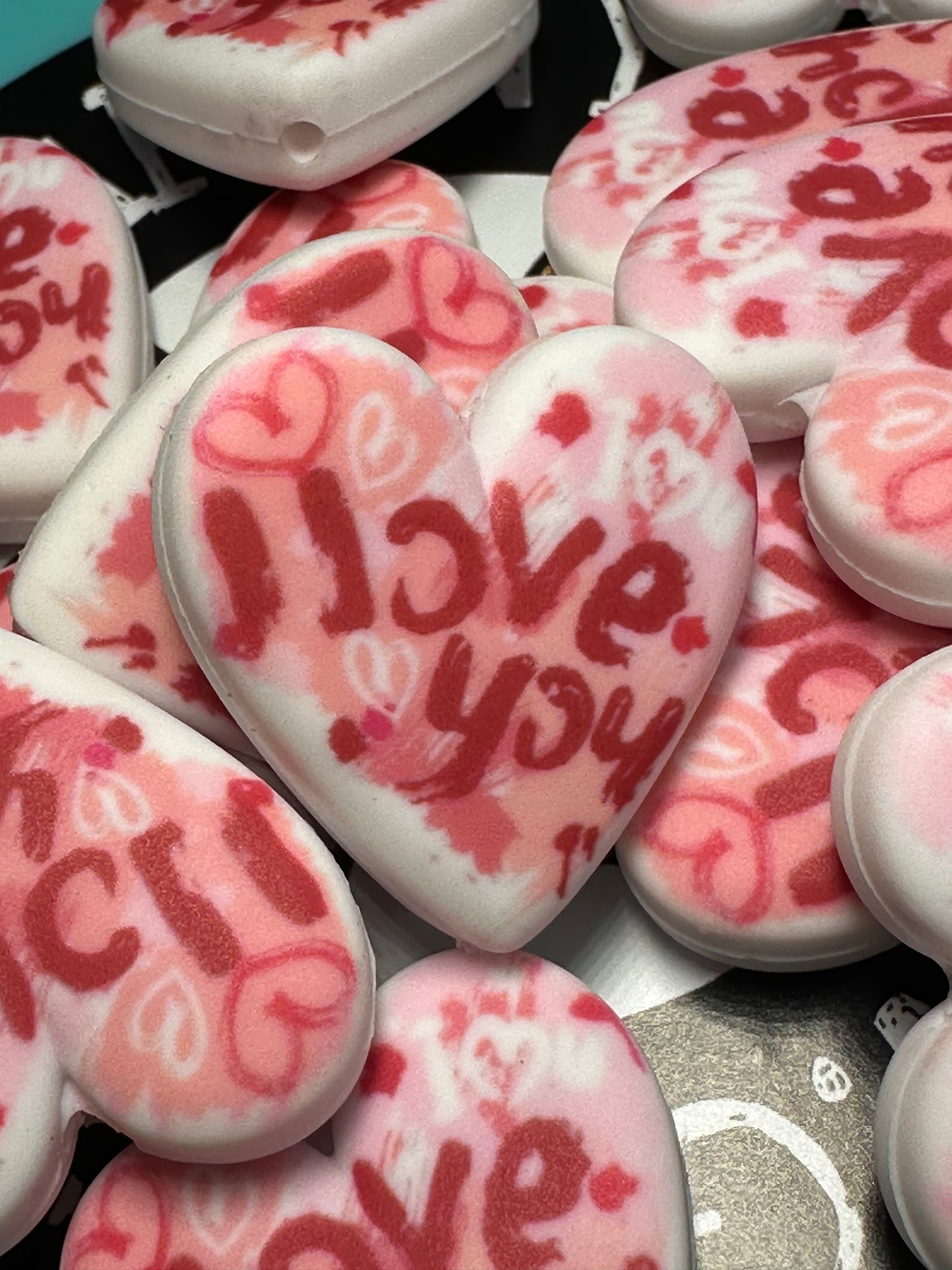 I love you Heart Focal Bead / colorful bead/ Mothers Day bead/ Valentines Day