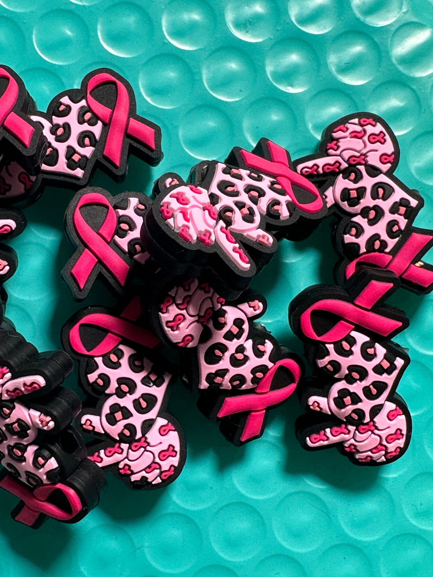 Peace love cancer ribbon Focal Bead/