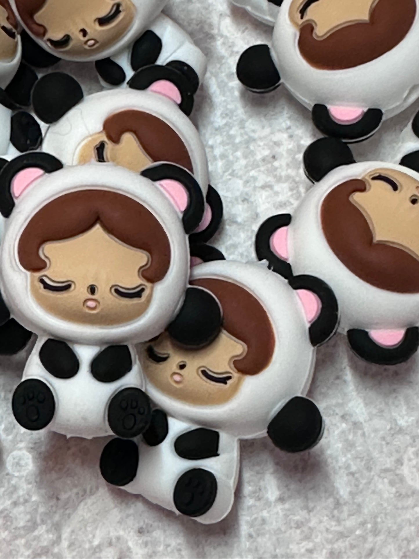 3D Child in Panda Bear suit Focal Bead/ beadable pen/ Silicone bead/ keychain bead/skull