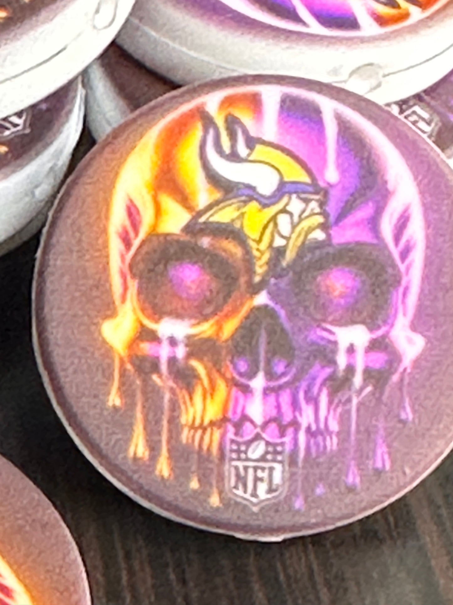 New Minnesota Vikings focal bead / football / round/ skull