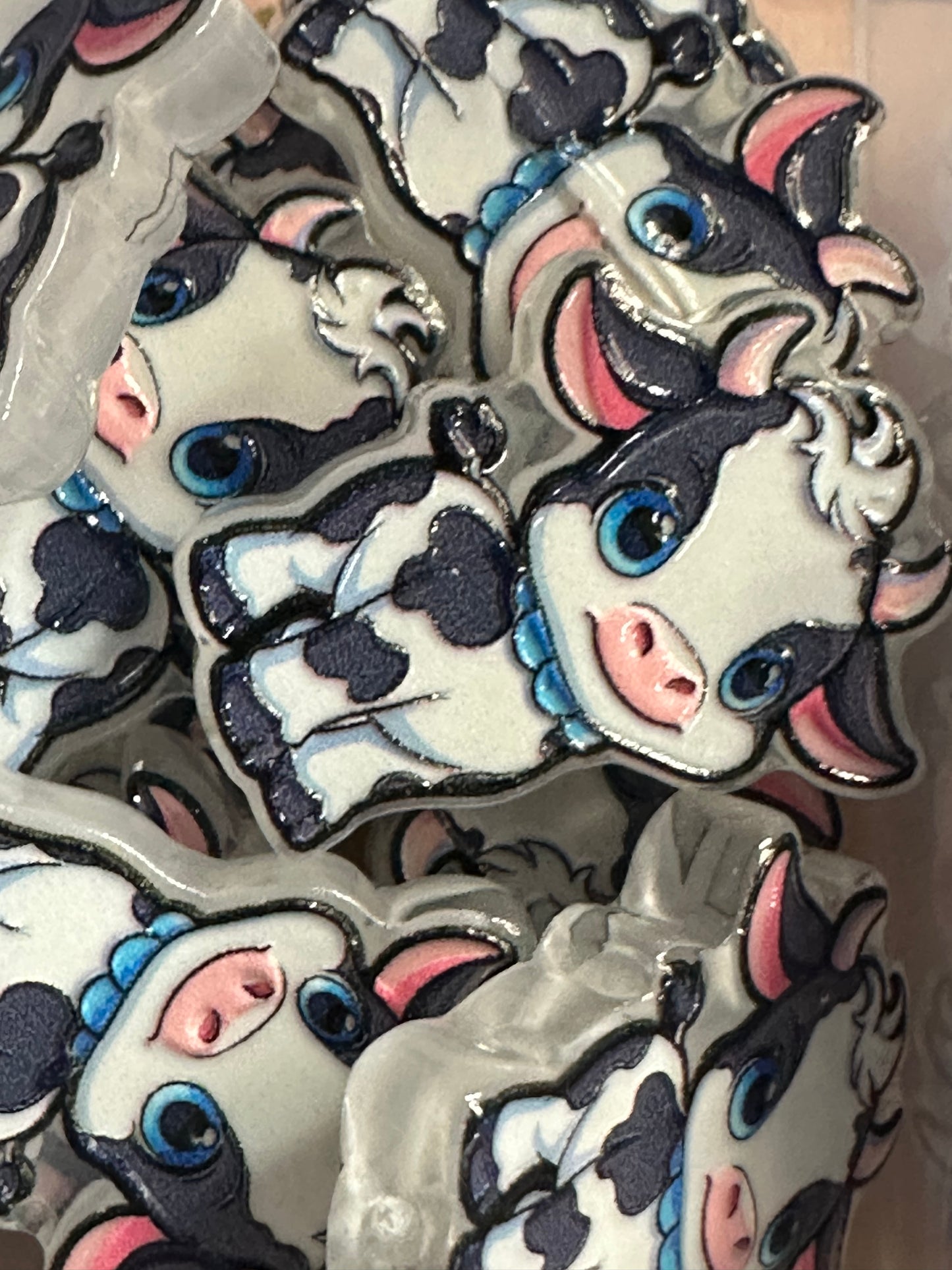 Cute cow acrylic focal bead- set of 2/ focal bead/ pen beading / keychain bead/