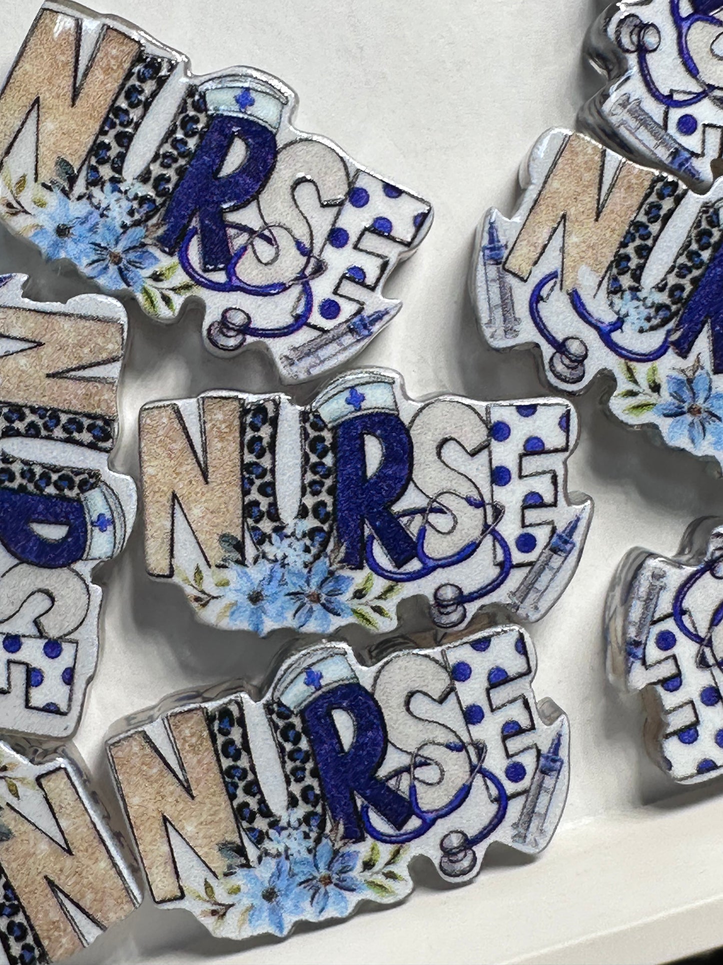 Nurse acrylic focal bead- set of 2/ focal bead/ pen beading / keychain bead