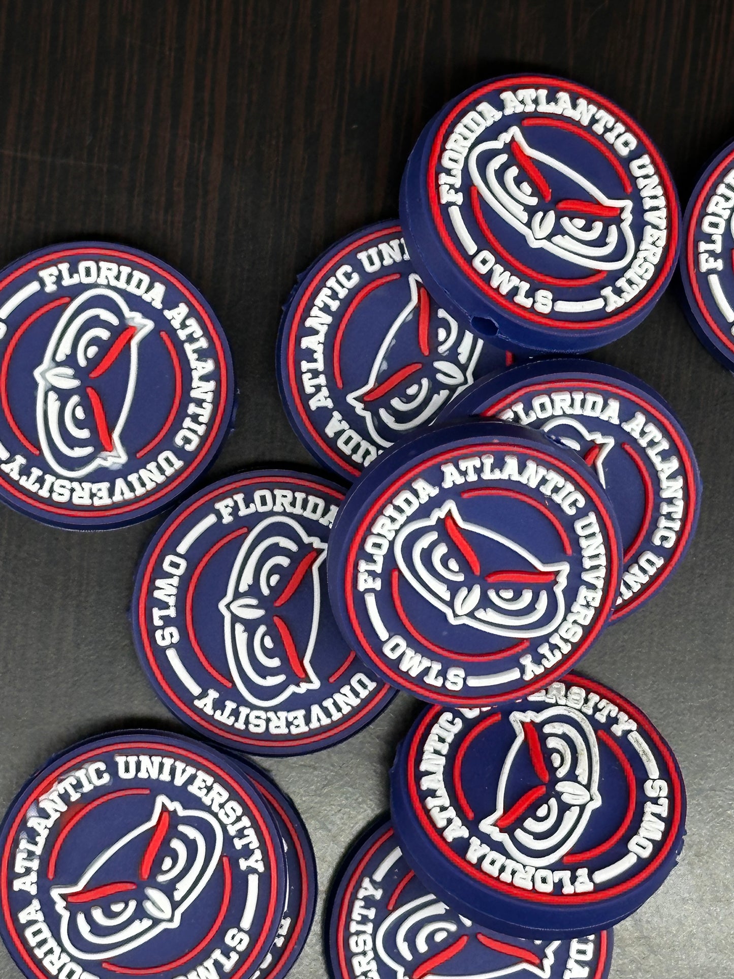 Florida Atlantic University focal bead / football silicone bead