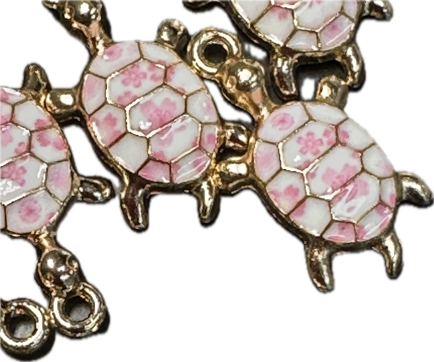 Pink enameled metal turtle charm/ DIY-earrings,necklace,charm bracelet/ sea turtle