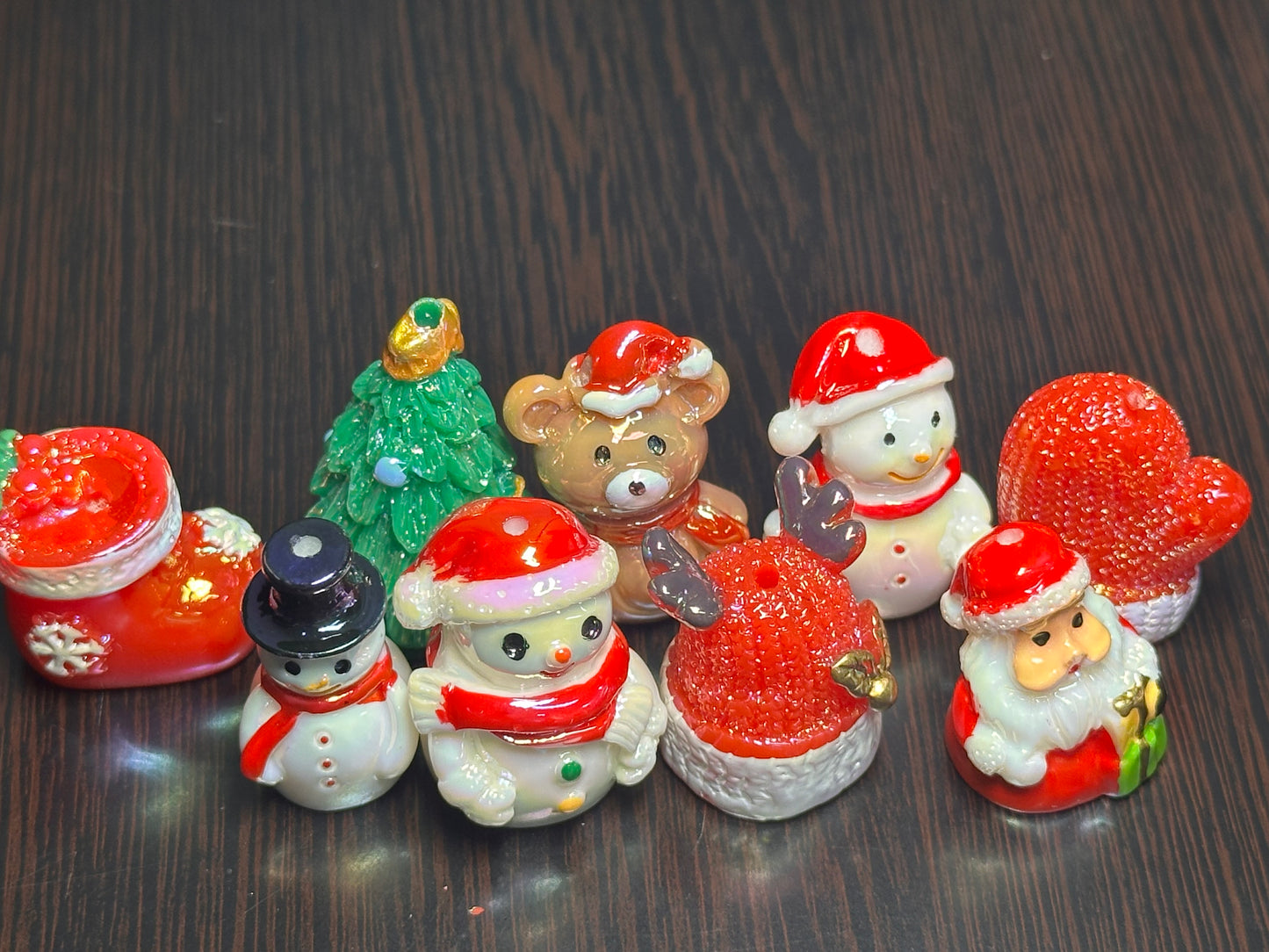 9pc Christmas Resin Bead Set – Santa, Snowman, Tree & Holiday DIY Beads