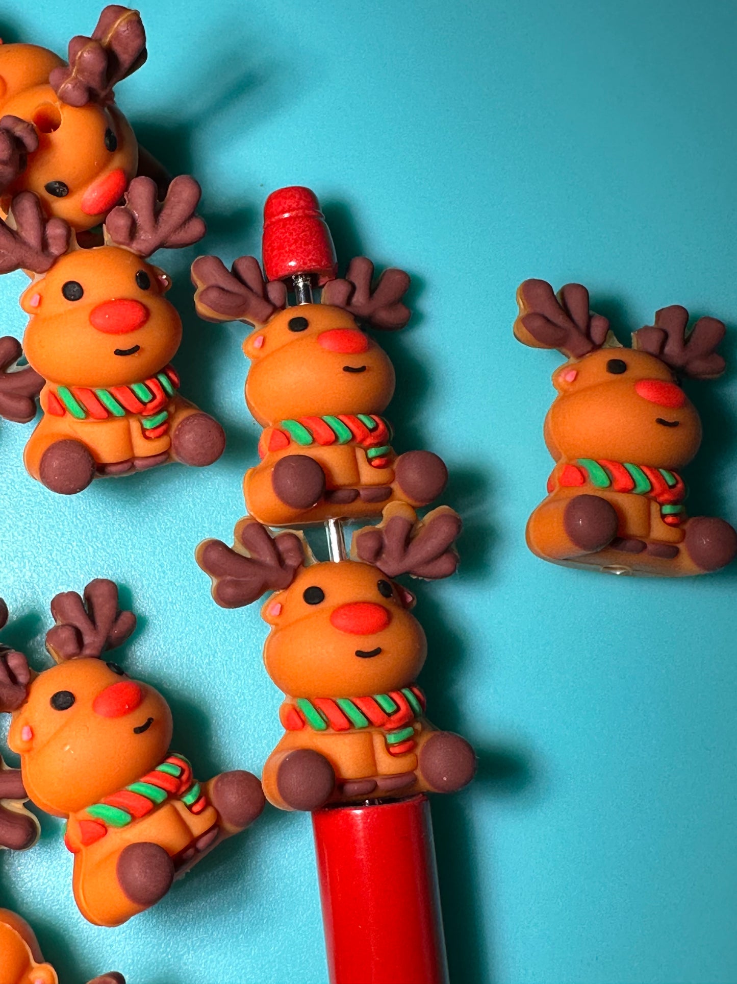 3D cute Christmas reindeer/ Rudolph/ silicone focal bead/ Rudy