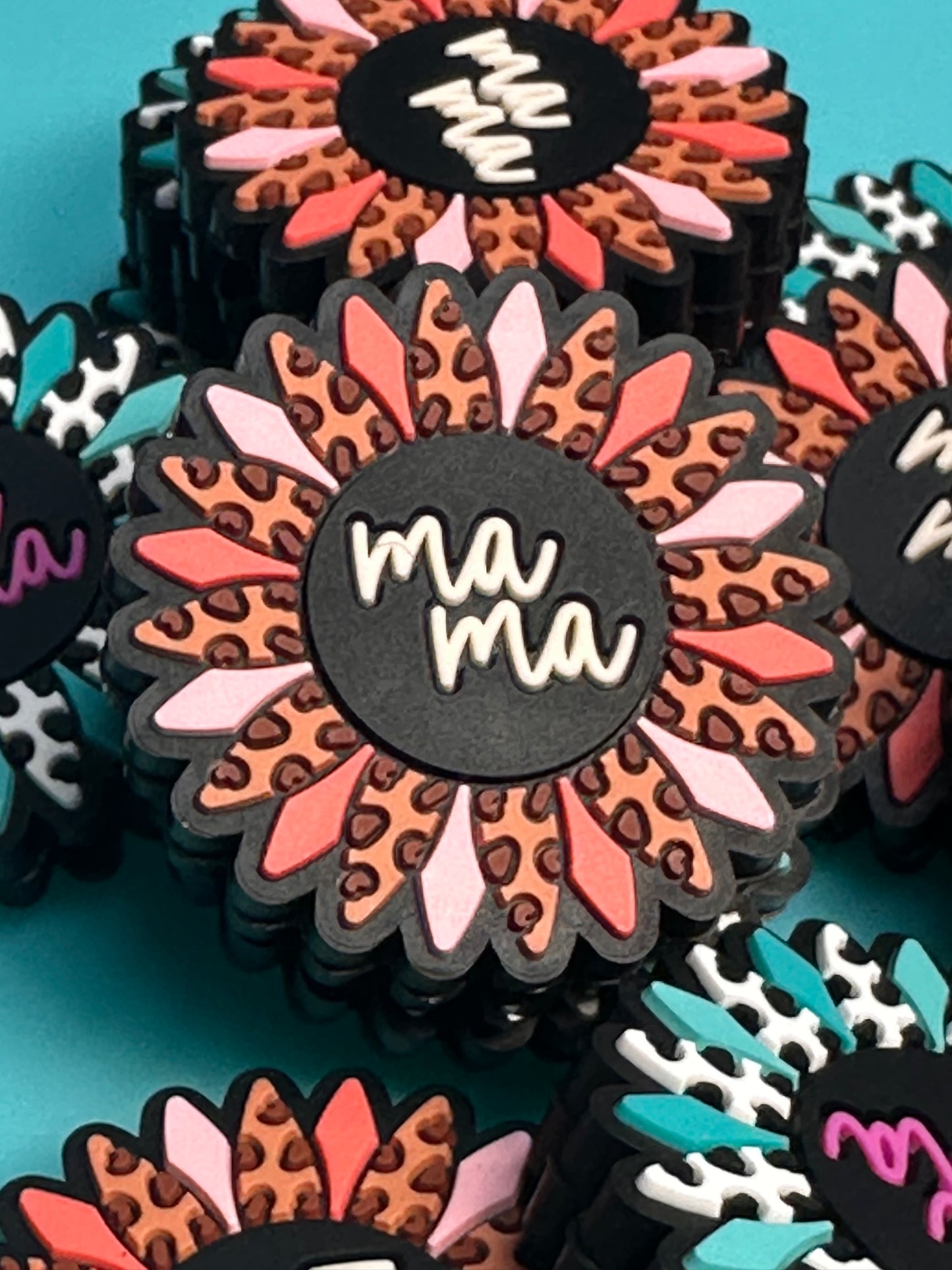 Mom/ mama Focal Bead/ for beadable pen/ Silicone bead/keychain bead/ rectangle shaped/ Mothers Day/ Blessed mama