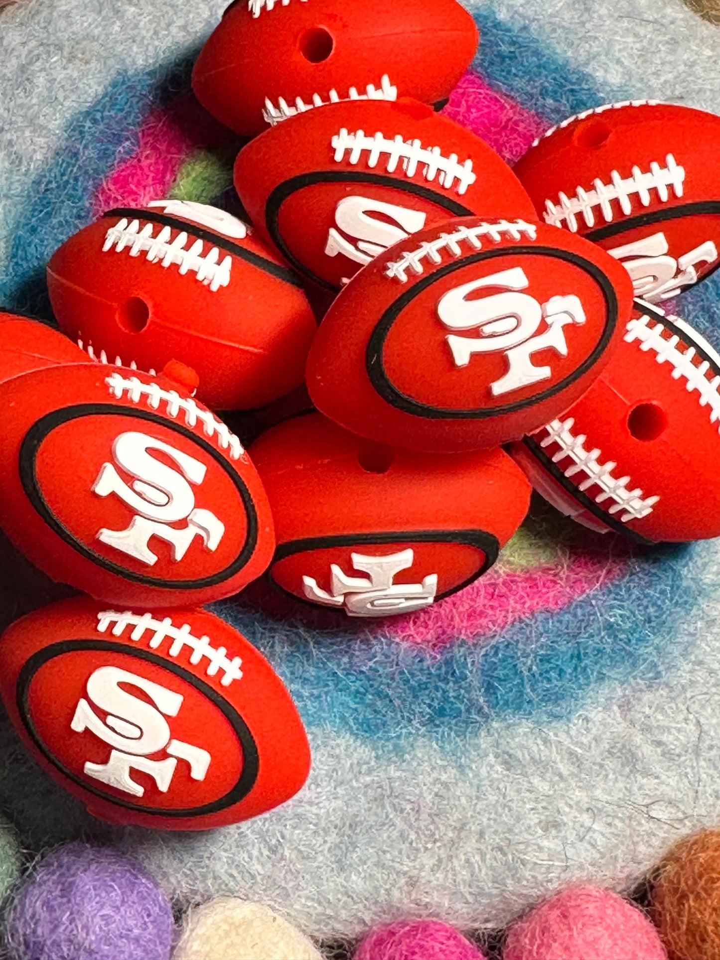 3D football shaped San Francisco 49ers focal bead/ SF