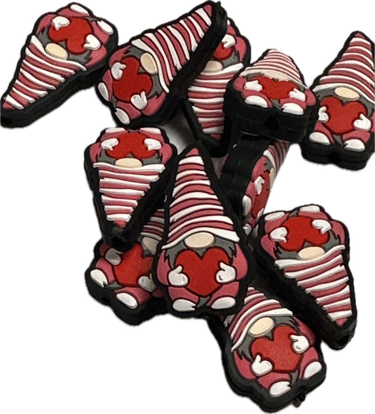 Heart gnome Silicone focal bead for pen beading and keychain DIY/ Happy gnome! Valentines/ love