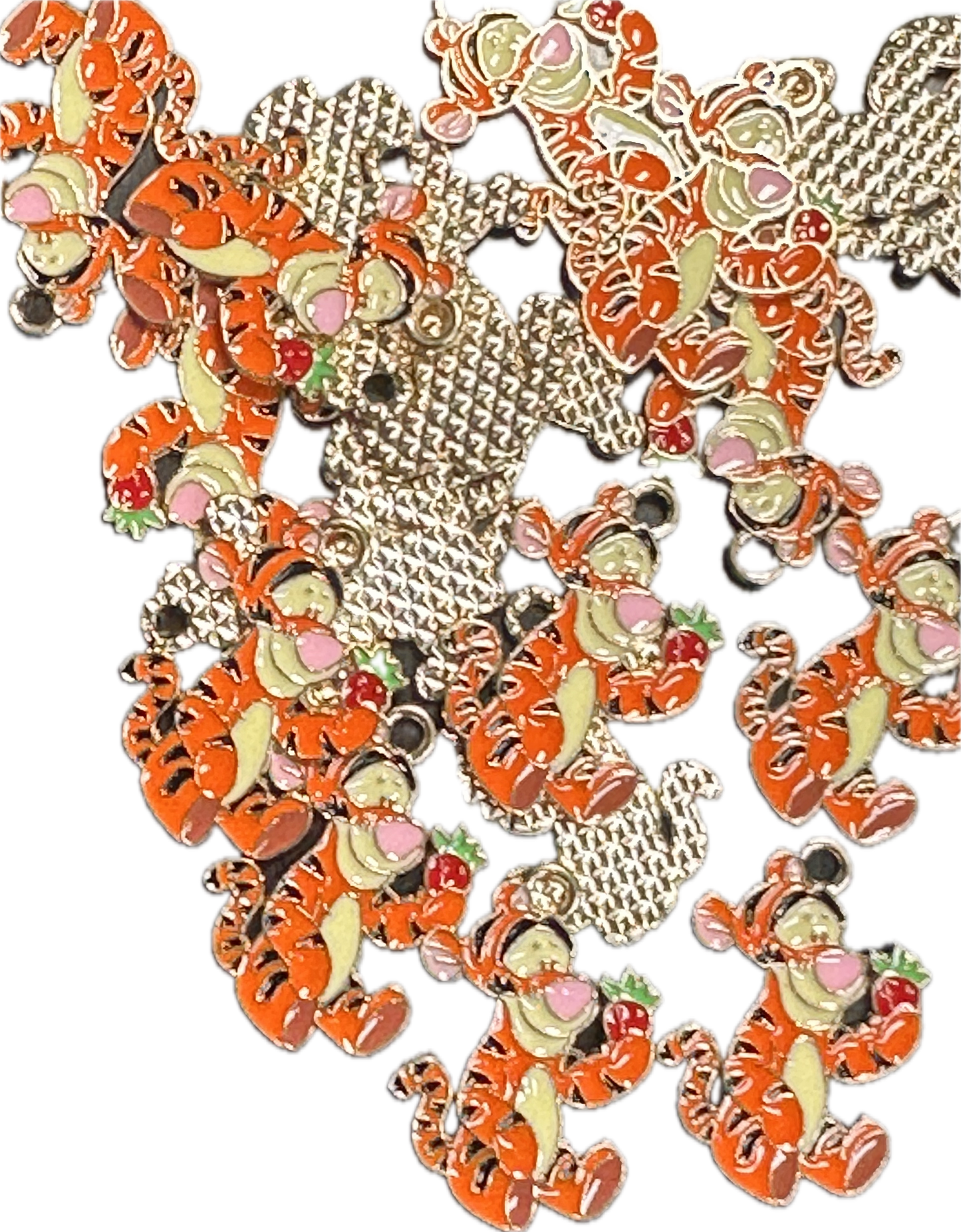 Enameled metal charm/orange tiger/ pendant/ DIY charm bracelet/ DIY necklace