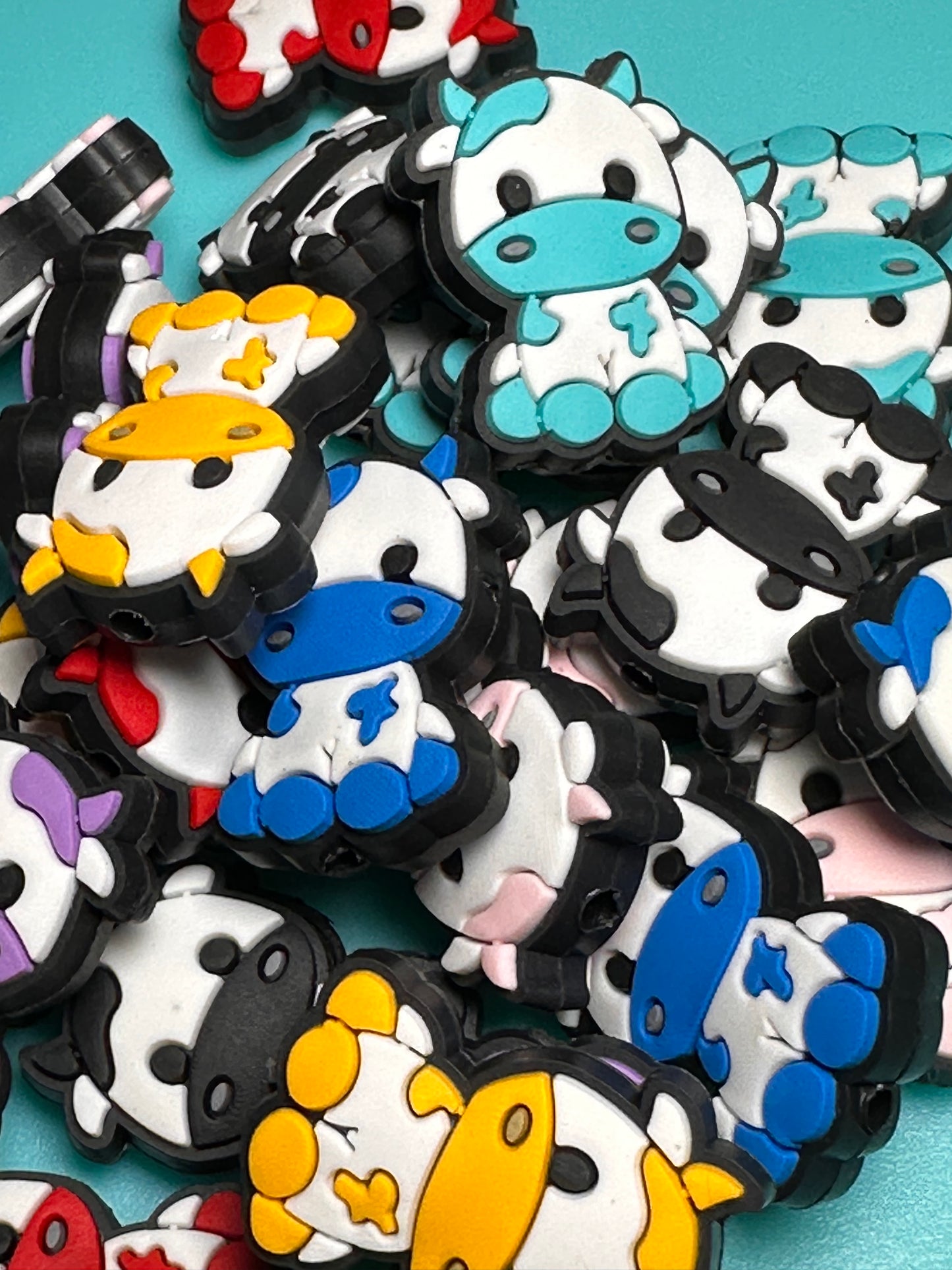Colorful Cow Focal Bead/ beadable pen/ Silicone bead/ keychain bead/