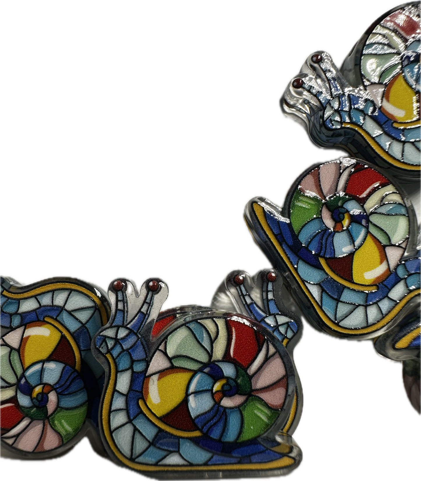 Colorful snail acrylic focal bead- set of 2/ focal bead/ pen beading / keychain bead/ mosaic