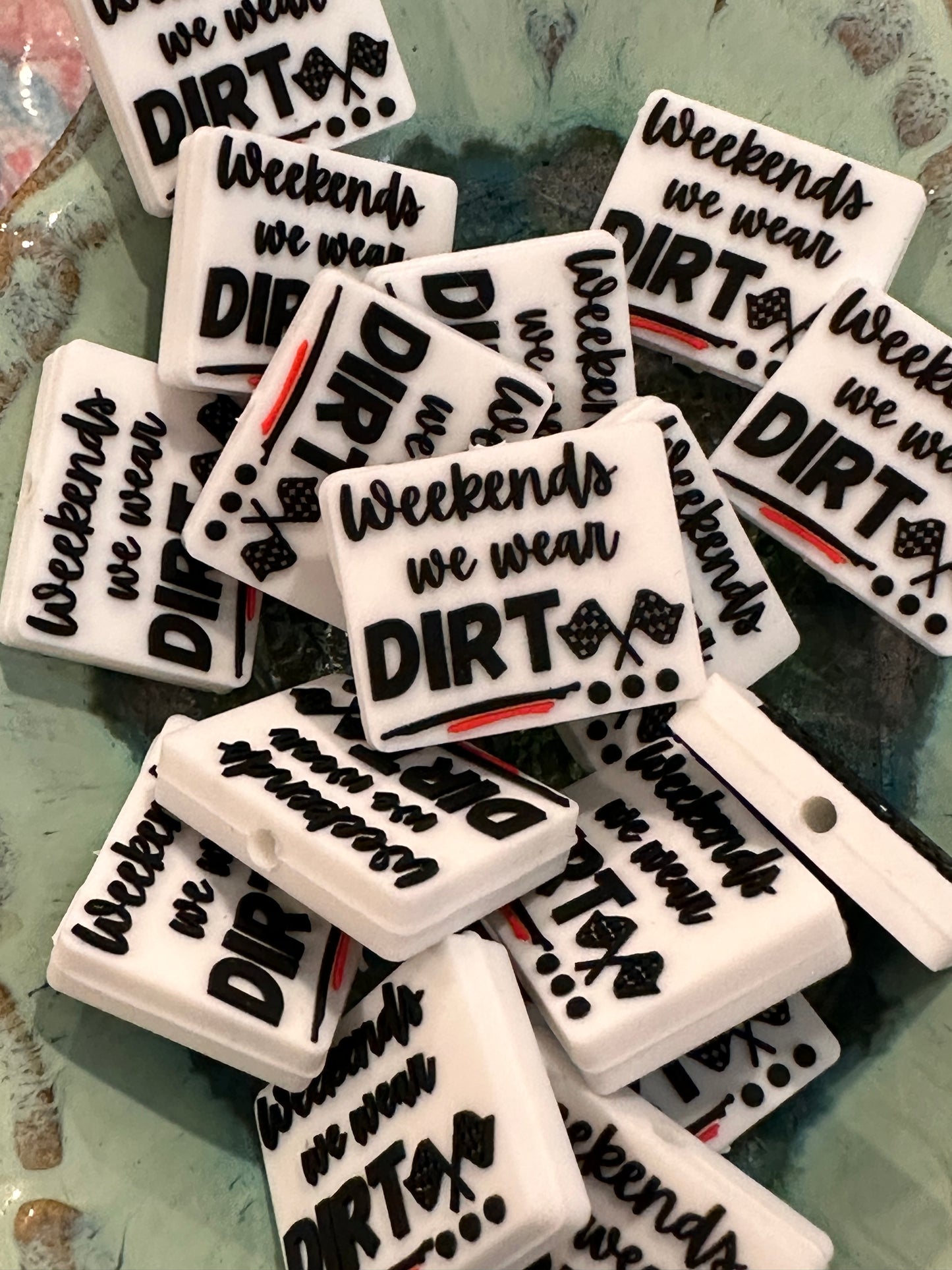 Racing silicone focal bead/ dirt track