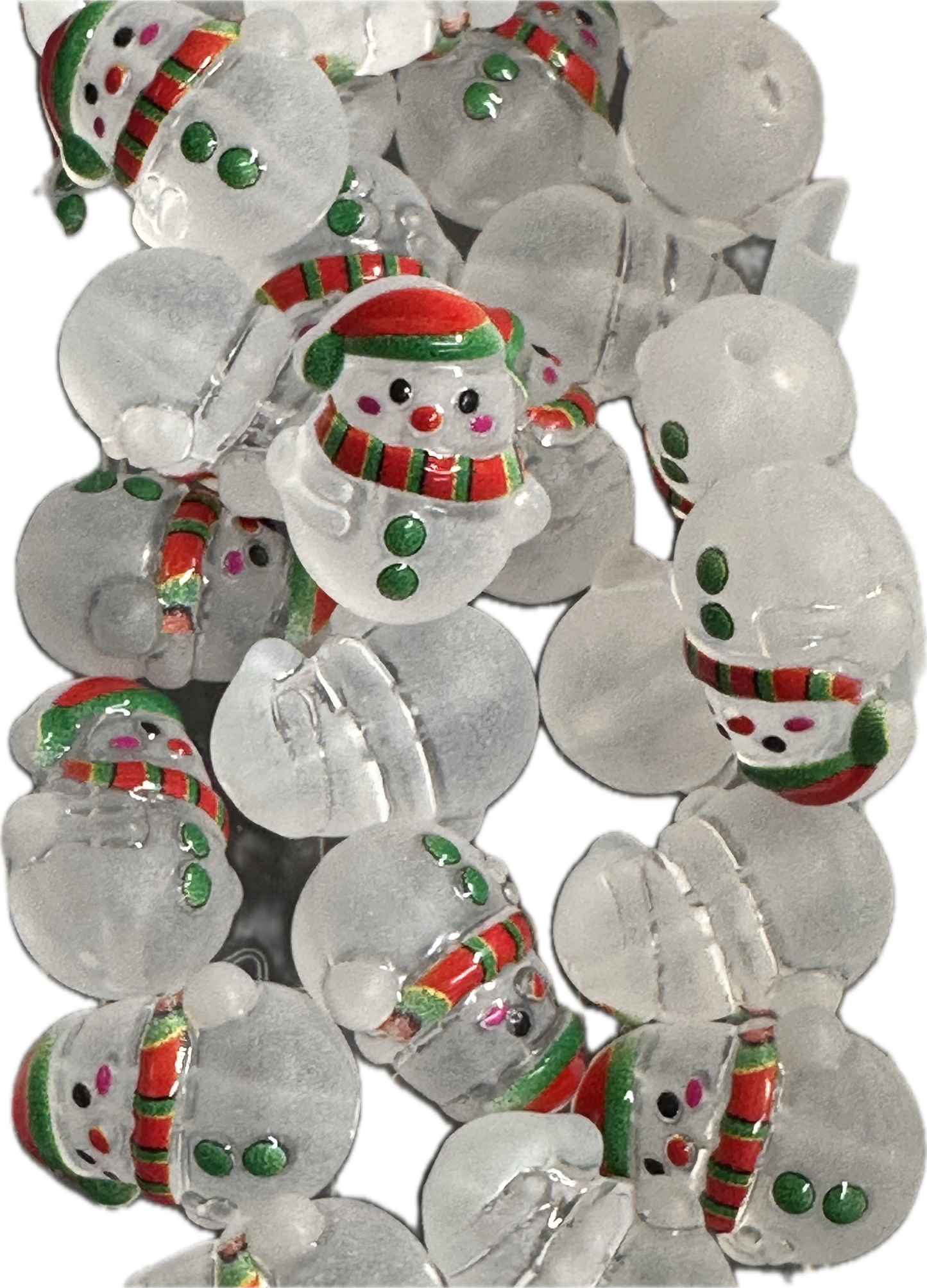 Ten (10) frosted snowman acrylic beads /16mm x 20mm beads / acrylic bead/ keychain bead/ jewelry/Christmas/ only twists on to pmake a topper