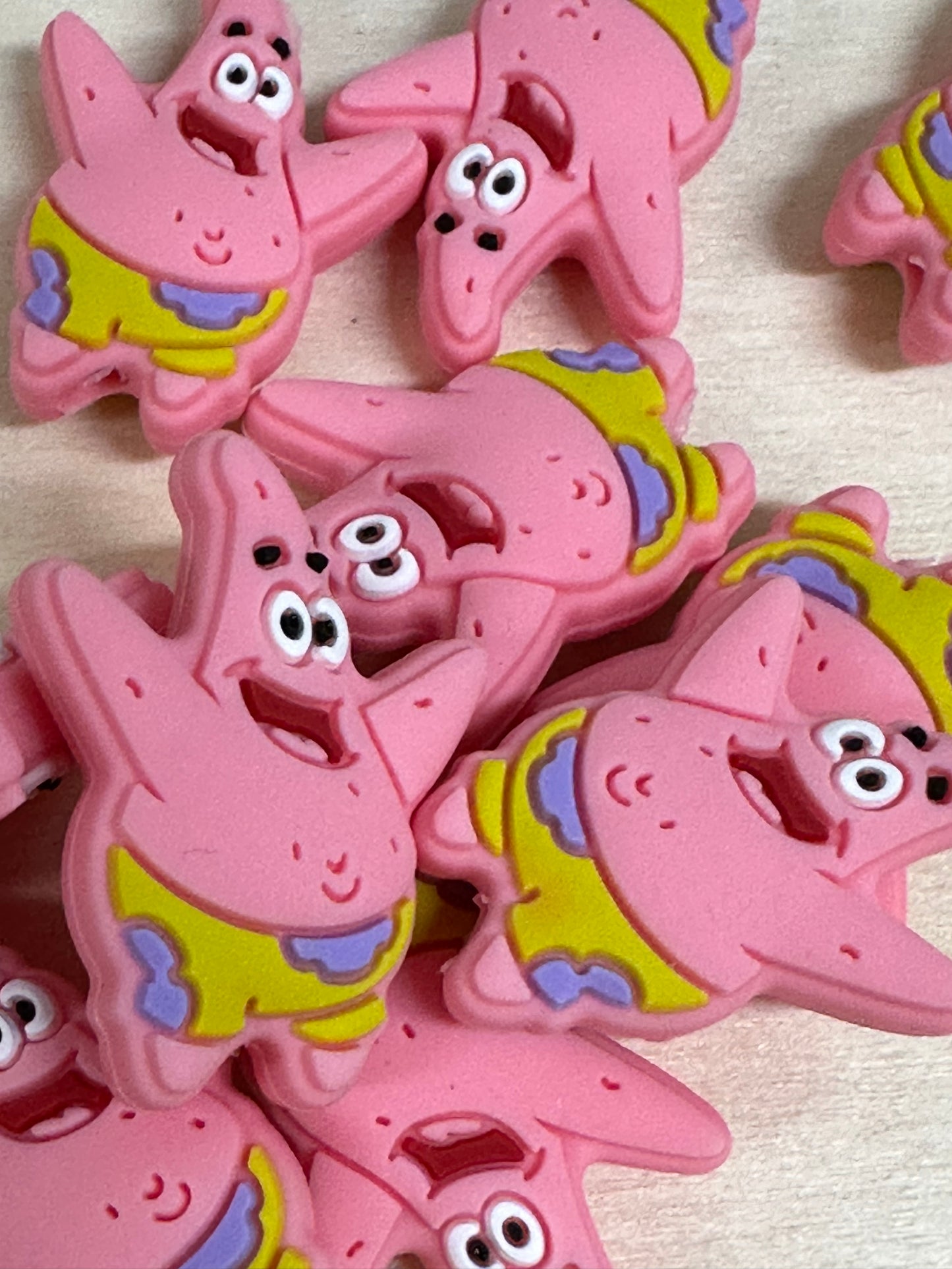 Pat silicone focal bead/ starfish/ pink/ swimming/ sea/ pen beading
