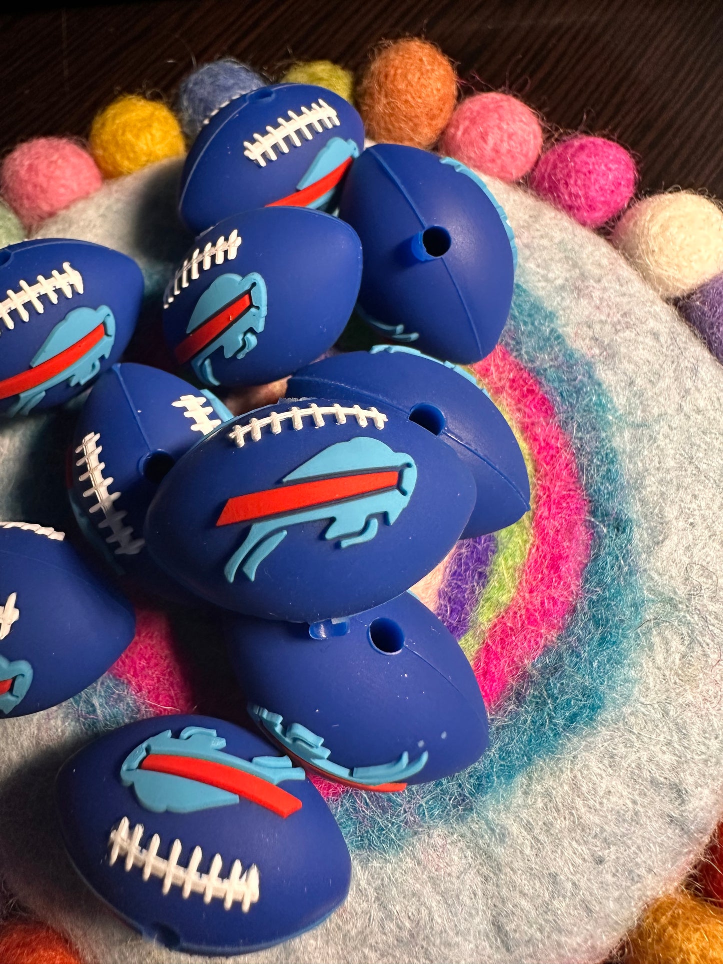 3D Buffalo Bills focal bead design / football shaped