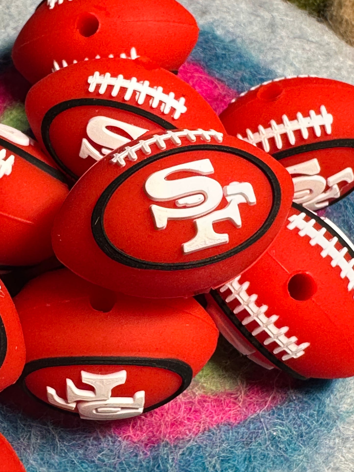 3D football shaped San Francisco 49ers focal bead/ SF
