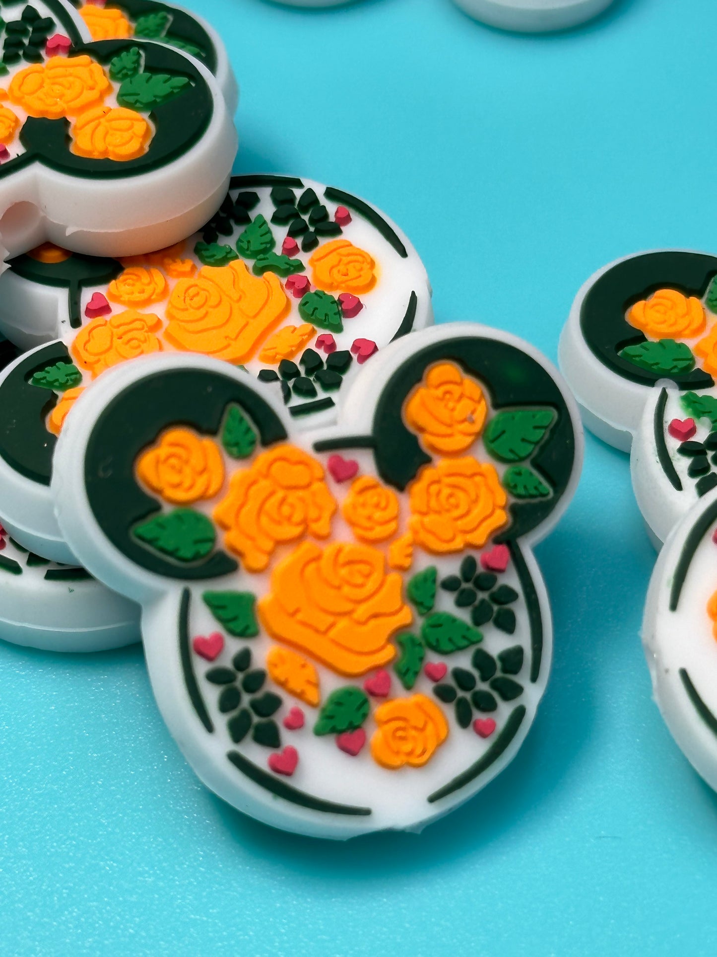 Floral ears Silicone focal bead for pen beading and keychain DIY/