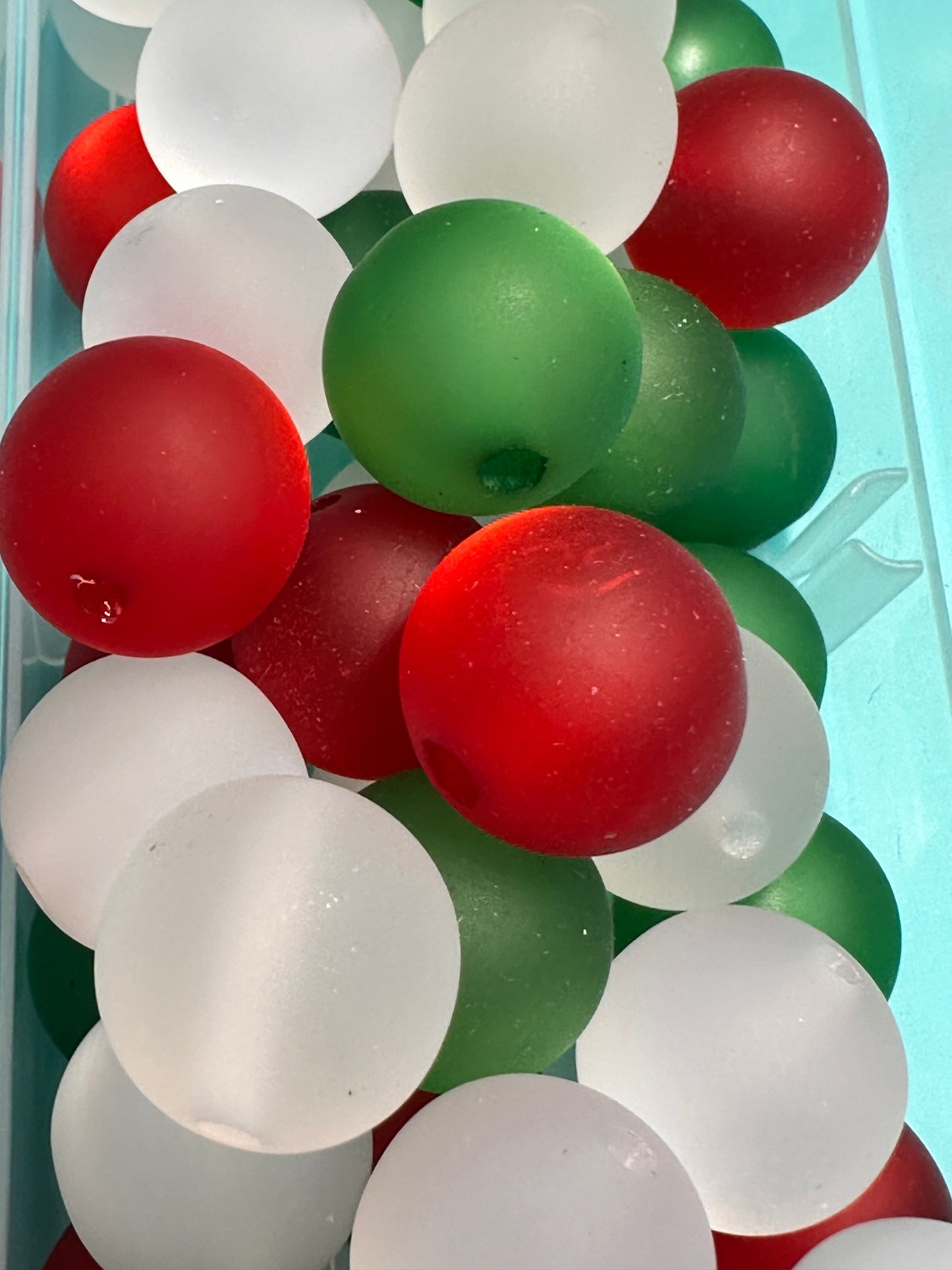 Acrylic red, green, and white beads included/ Bead/ beadable pen/ keychain bead/ Christmas bead/ Ten (10) beads