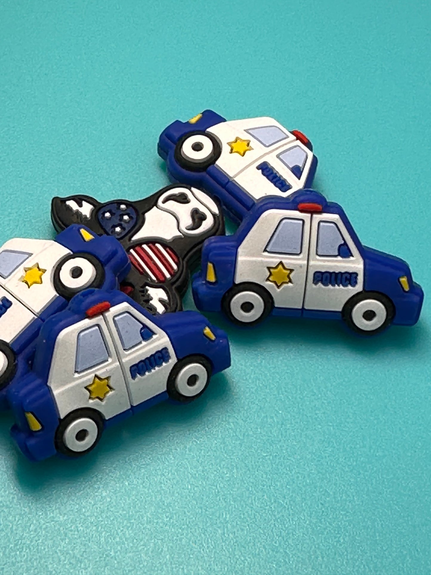 Police car focal beads/ Focal Bead/ beadable pen/ Silicone bead/ keychain bead/ DIY/vintage cars