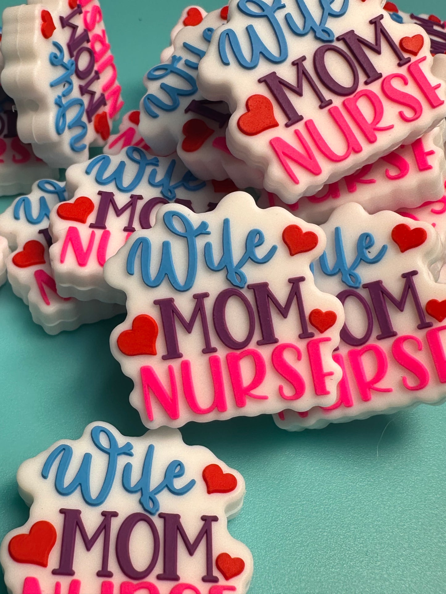 Wife mom nurse bead/ mama Focal Bead/ for beadable pen/ Silicone bead/keychain bead/ Mothers Day/ Blessed mama/ mom