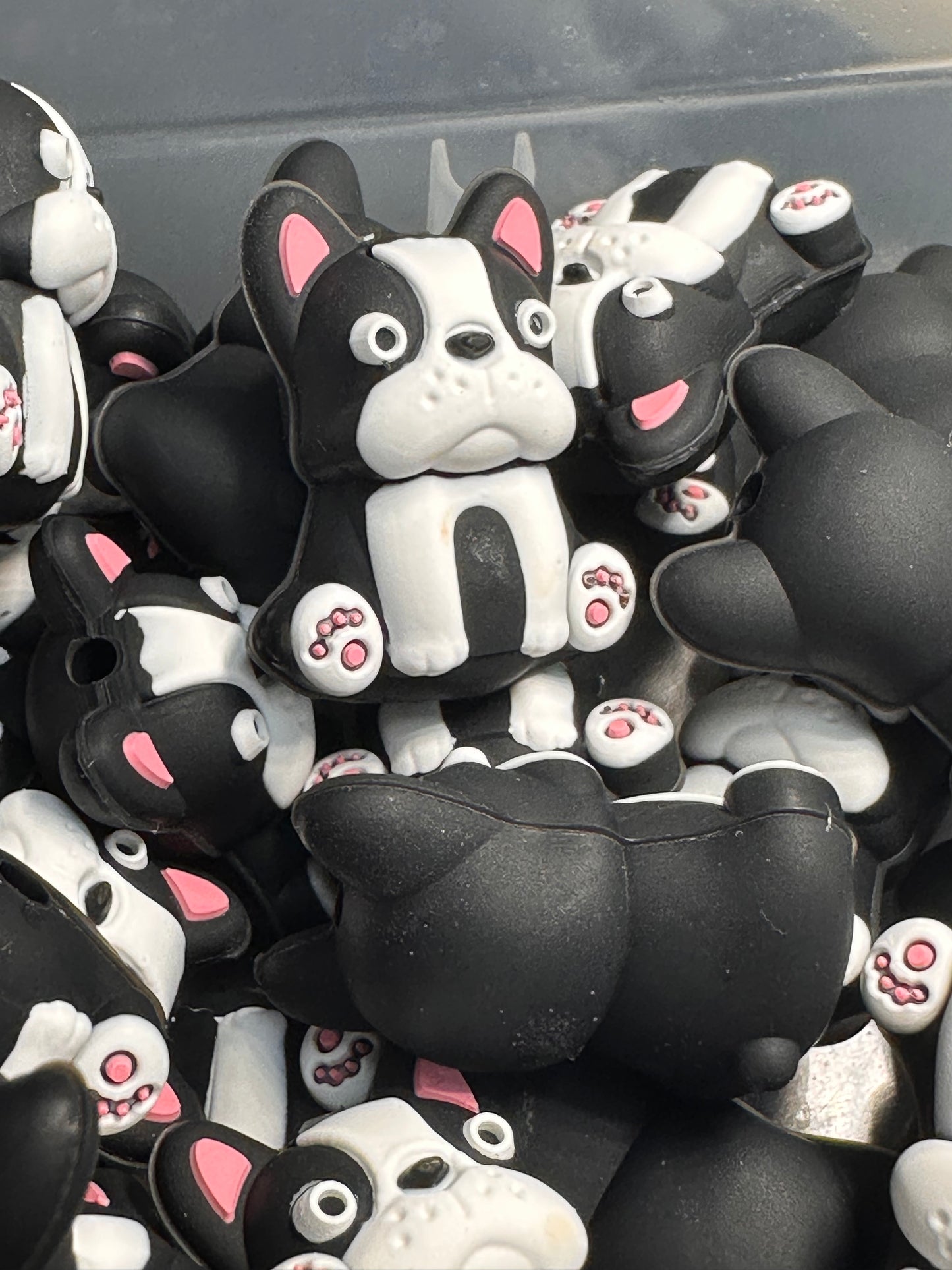 3D Boston Terrier Bostie dog silicone focal bead/