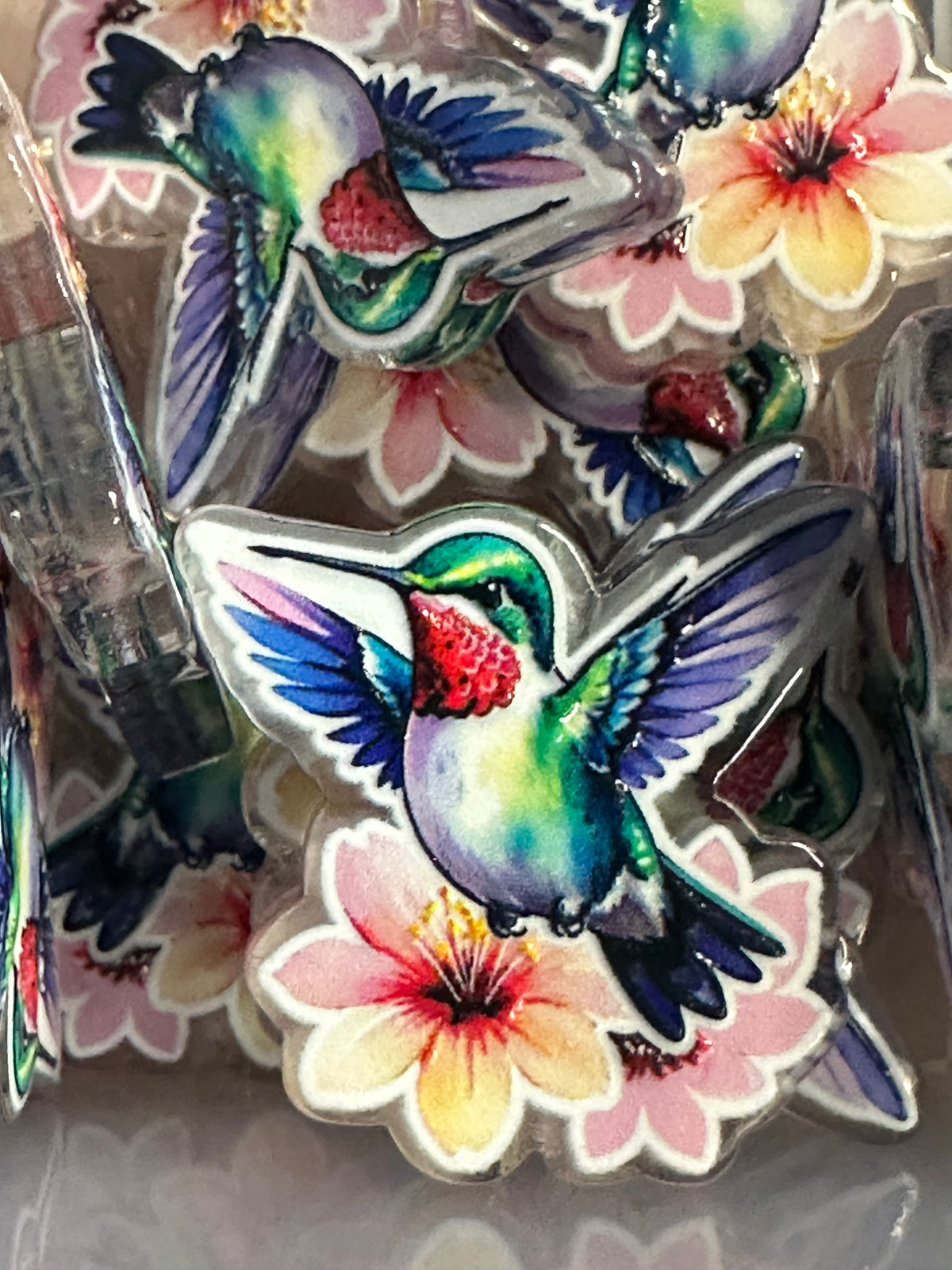 Hummingbird acrylic focal bead- set of 2/ focal bead/ pen beading / keychain bead/