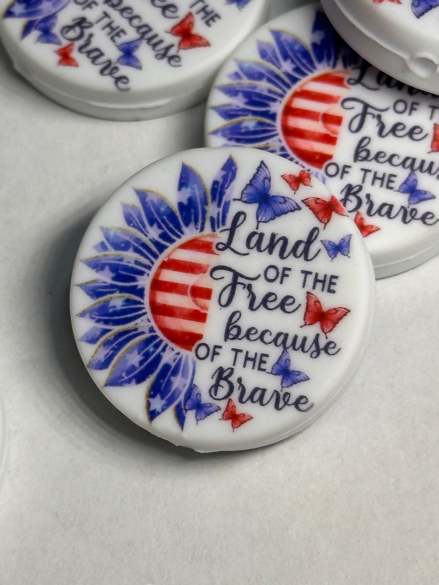 American Flag/ Focal Bead/ USA/ beadable pen/ Silicone bead/ keychain bead/ Patriotic/ Fourth of July/ America / flower/ butterfly
