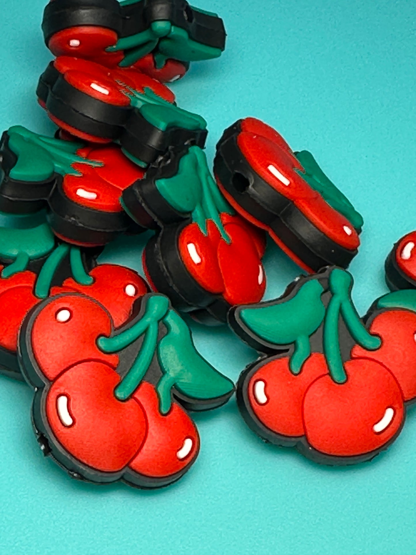 Cherries Silicone focal bead for pen beading and keychain DIY/ snack food/ #2