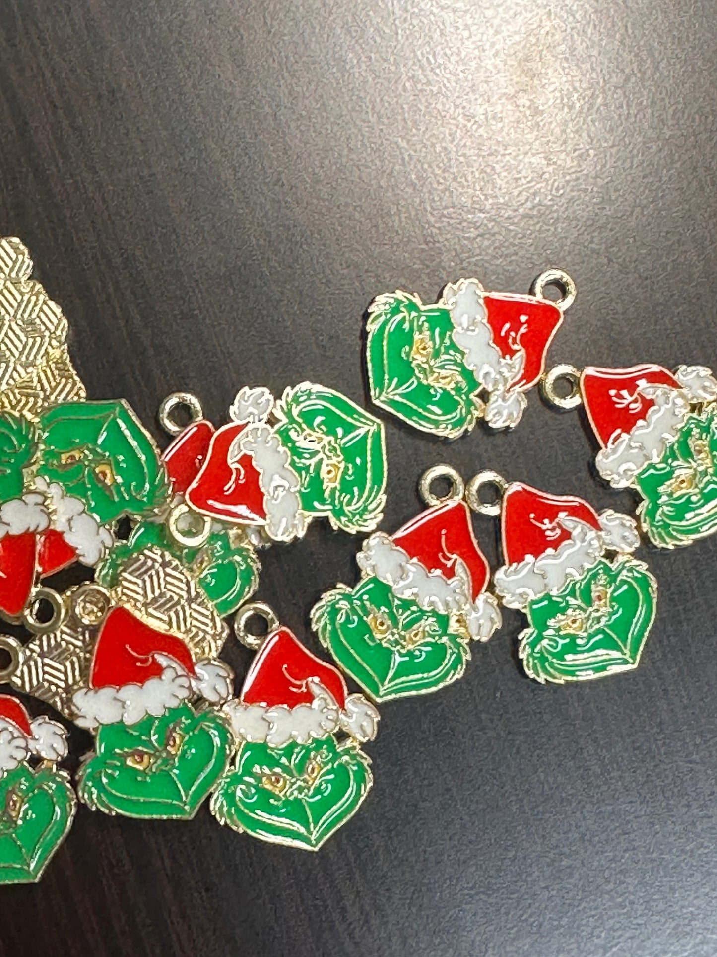 Enameled metal charms/Christmas Green Guy/ DIY charm bracelet/ DIY necklace