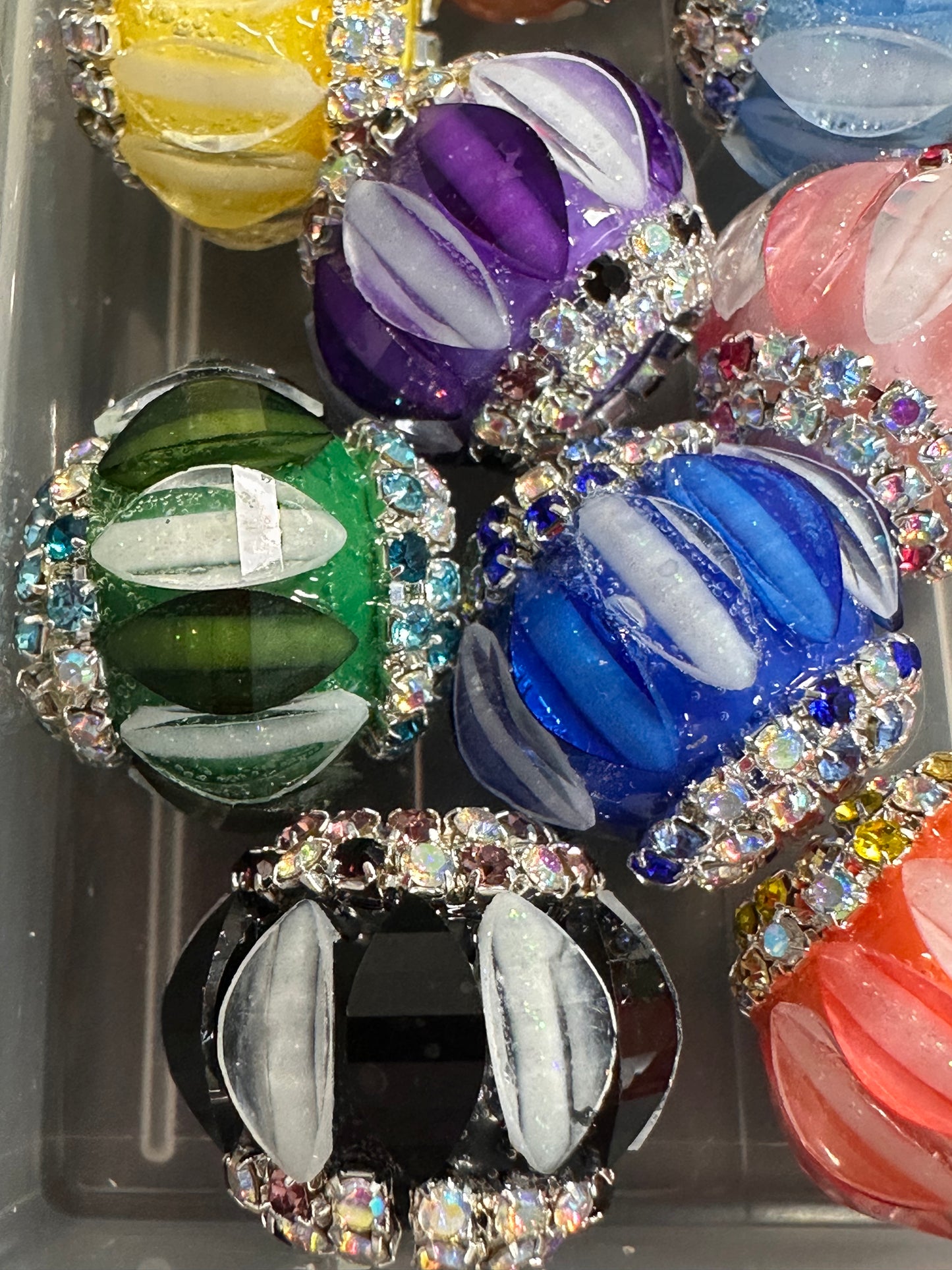 Handmade Rhinestone Accent Bead – Various Colors - Set of 5/ elegant handcrafted beads/ pen bead/ bag charm bead style #2/Fancy beads