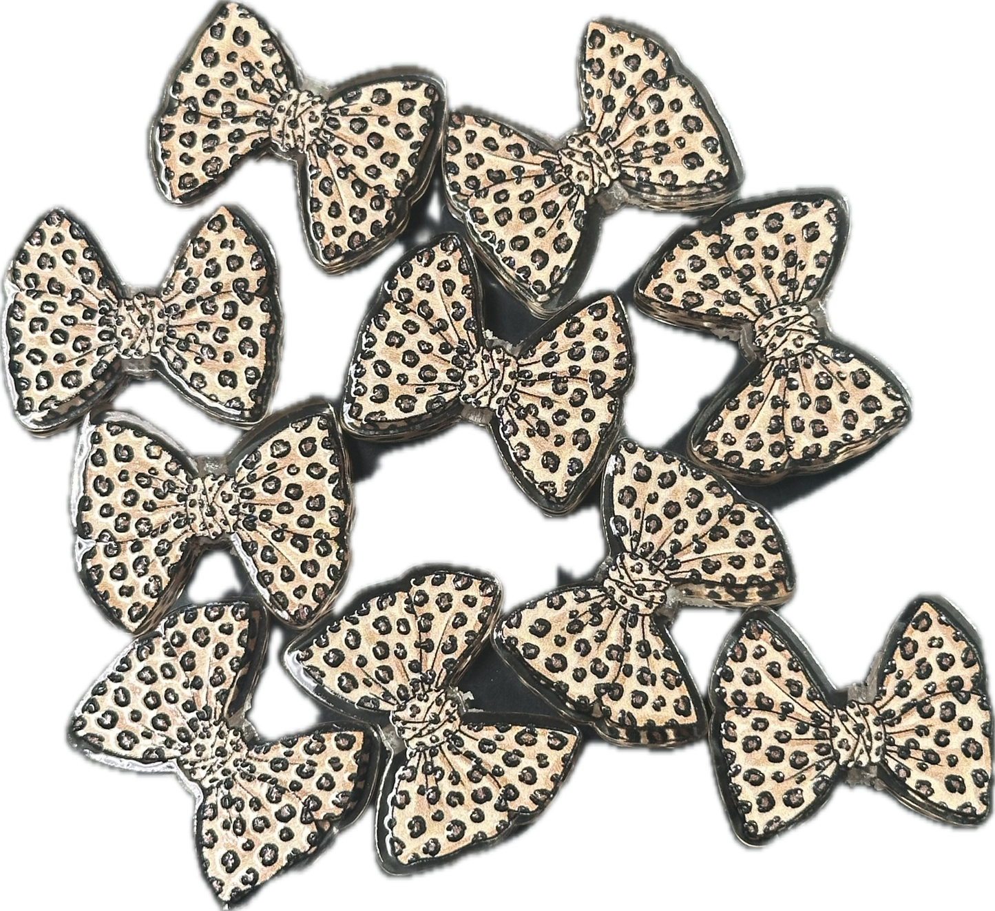 Leopard bow design acrylic focal bead- set of 2/ focal bead/ pen beading / keychain bead / cheetah