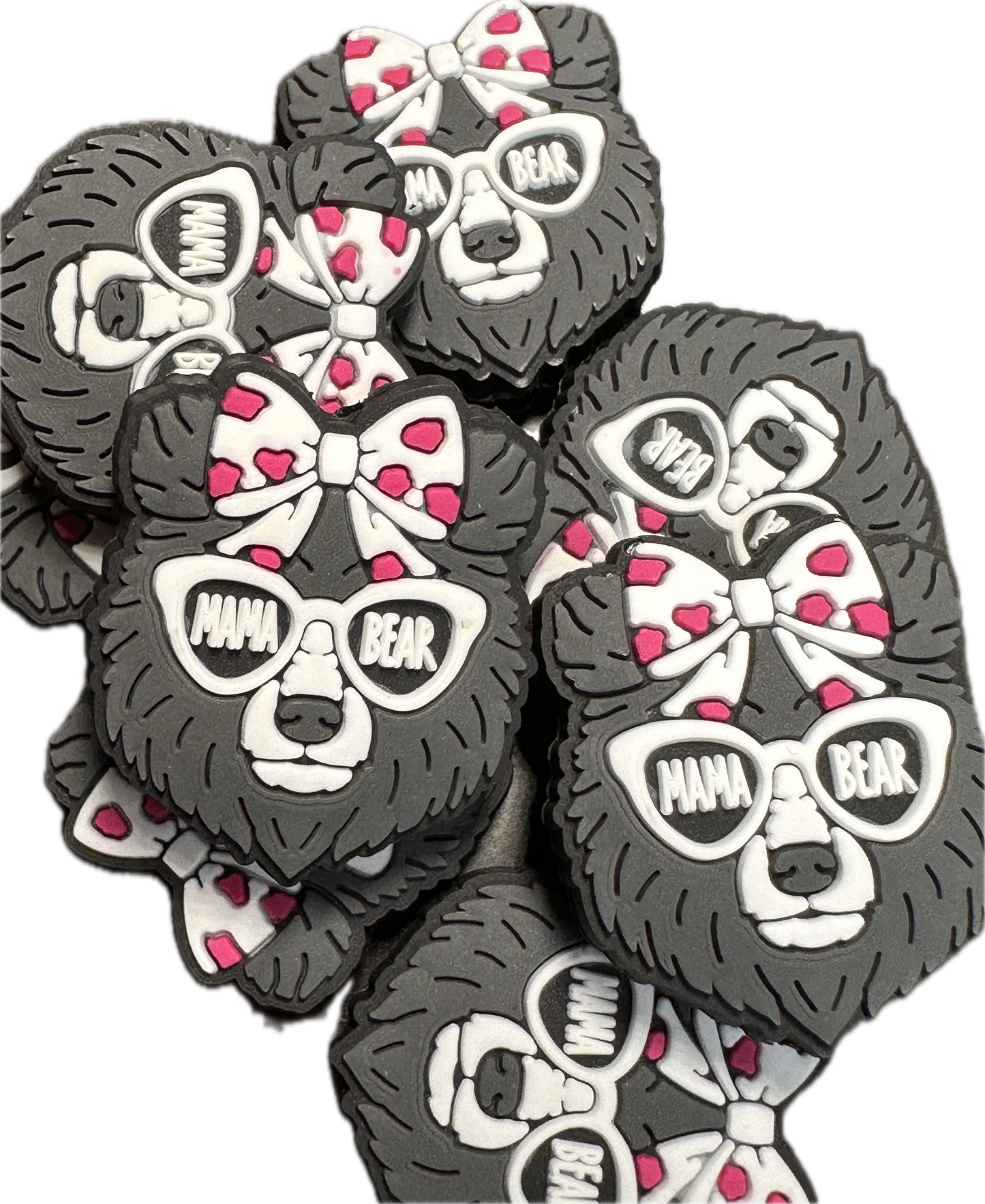 MAMA BEAR Focal Bead / silicone bead / bear shaped/ style #2/ bow