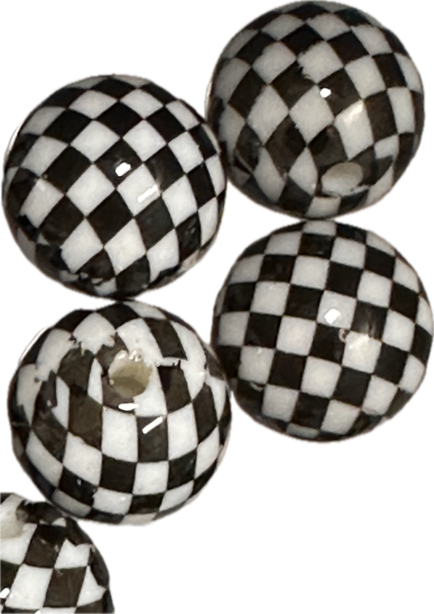 Ten (10) beads checkered/ round shaped beads/ pen beading beads / keychain beads/ DIY/ 16mm