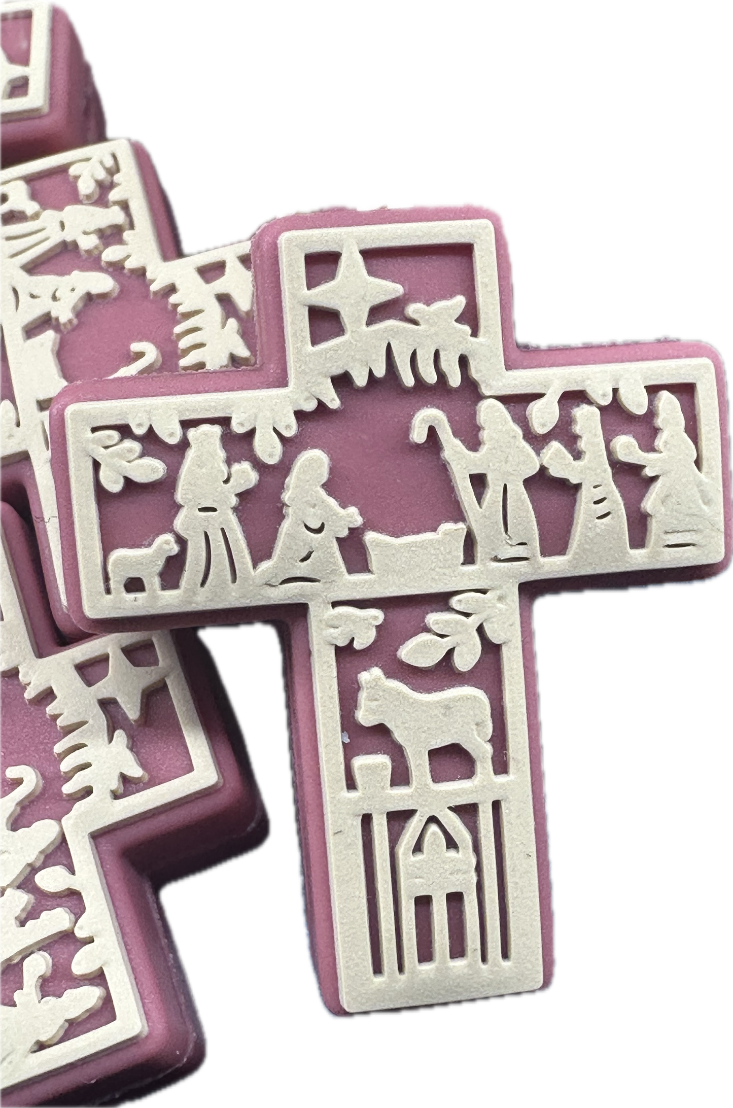 Nativity Cross silicone focal bead/ pen beading/ keychain bead/ Christmas cross/ religious/ Jesus birth